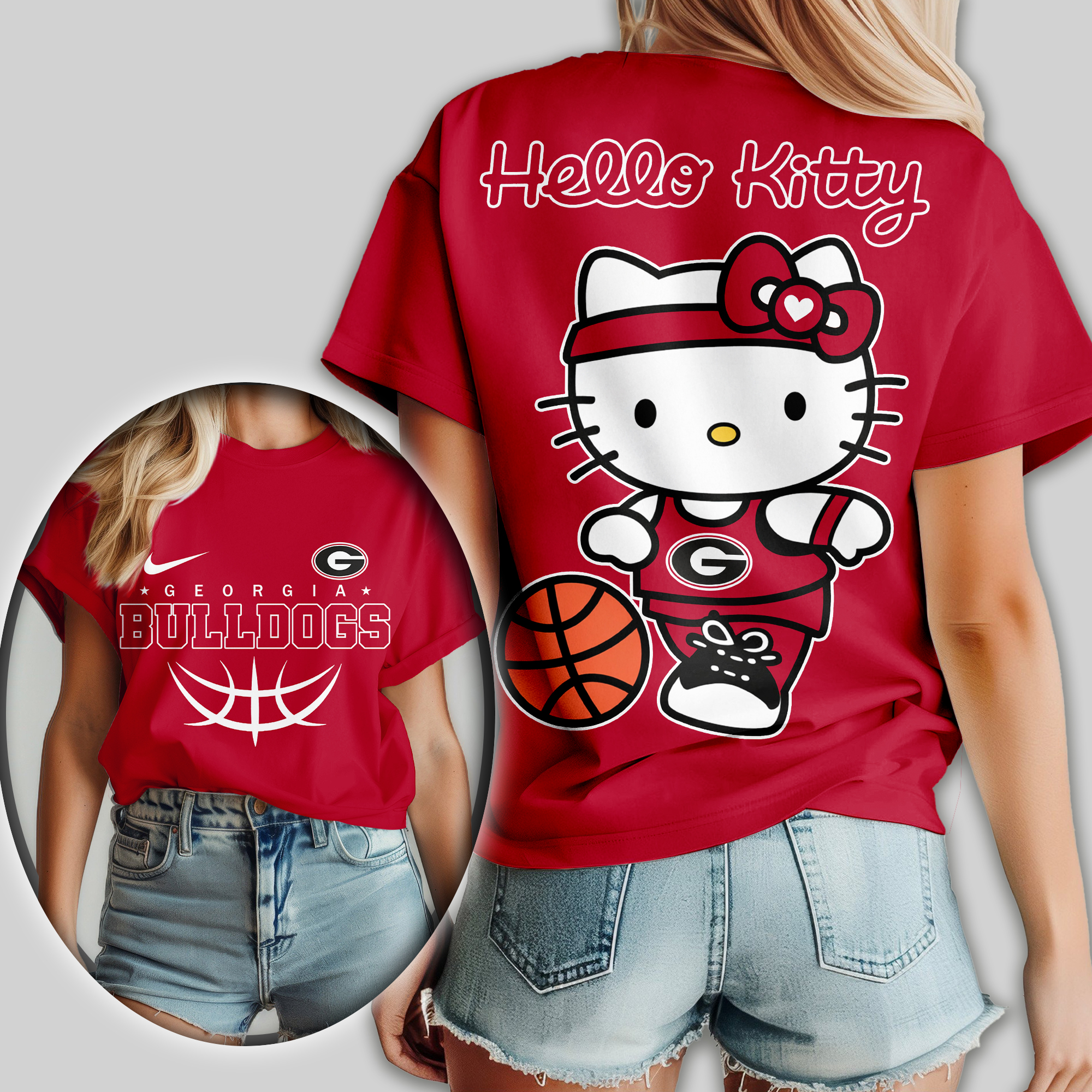 Georgia Bulldogs | Premium NCAA Hello Kitty Basketball Women Shirt TTH2105119 - Image 2