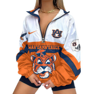 Auburn Tigers | Premium Women’s Printed V-Neck Zipper Sweatshirt Jackets TTH2105117