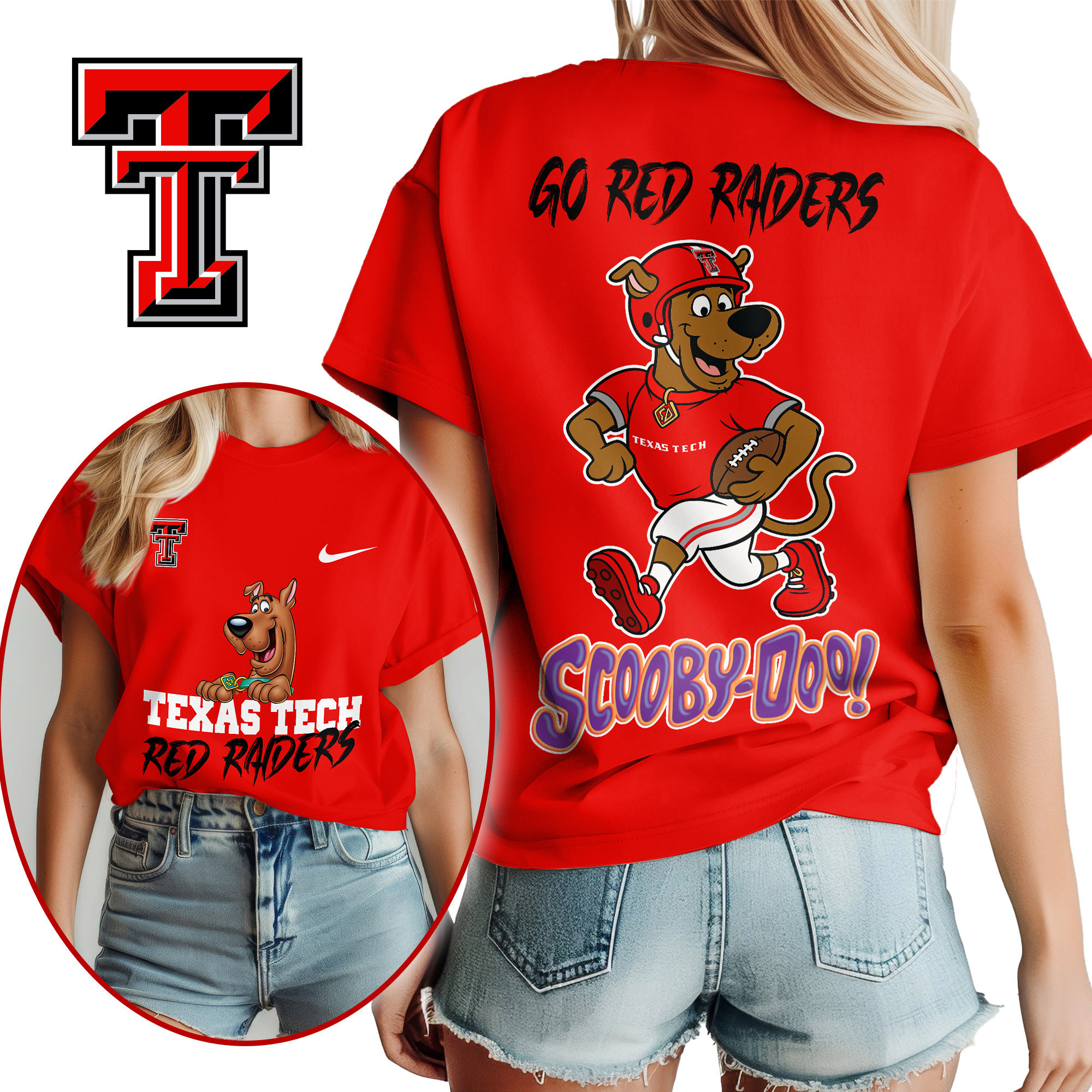 Texas Tech Red Raiders | Premium NCAA Scooby-Doo Fan Women’s Shirt TTH2105171 - Image 2