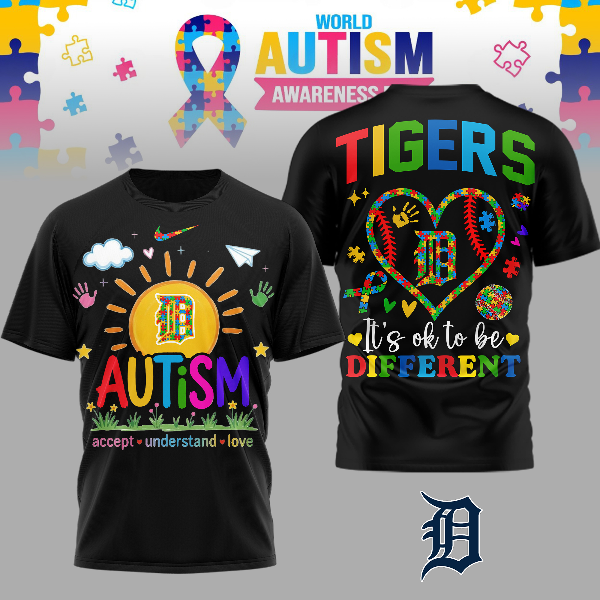 Detroit Tigers | Premium MLB Autism Acceptance 3D Shirt TTH2105151