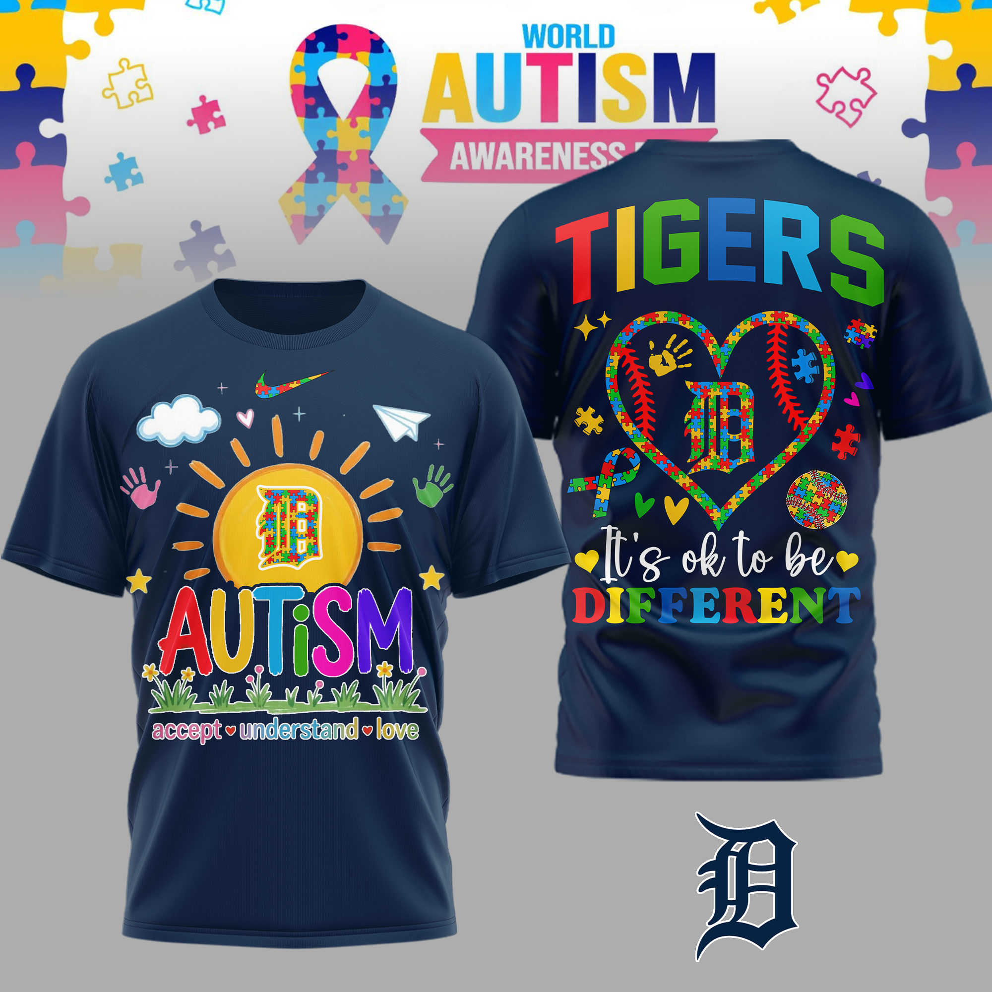 Detroit Tigers | Premium MLB Autism Acceptance 3D Shirt TTH2105151 - Image 2