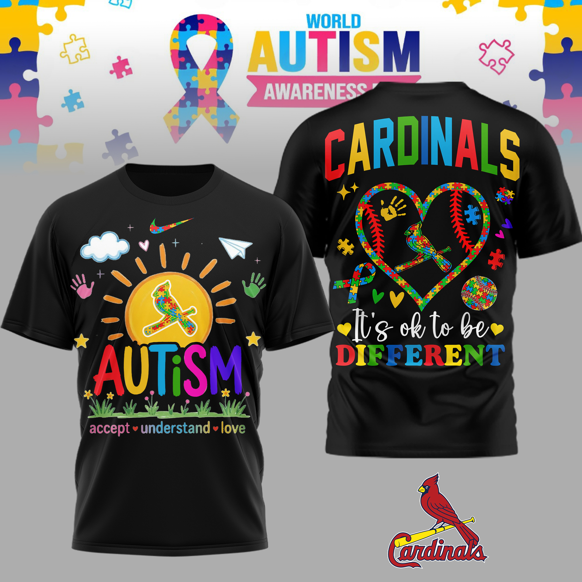 St.Louis Cardinals | Premium MLB Autism Acceptance 3D Shirt TTH2105151