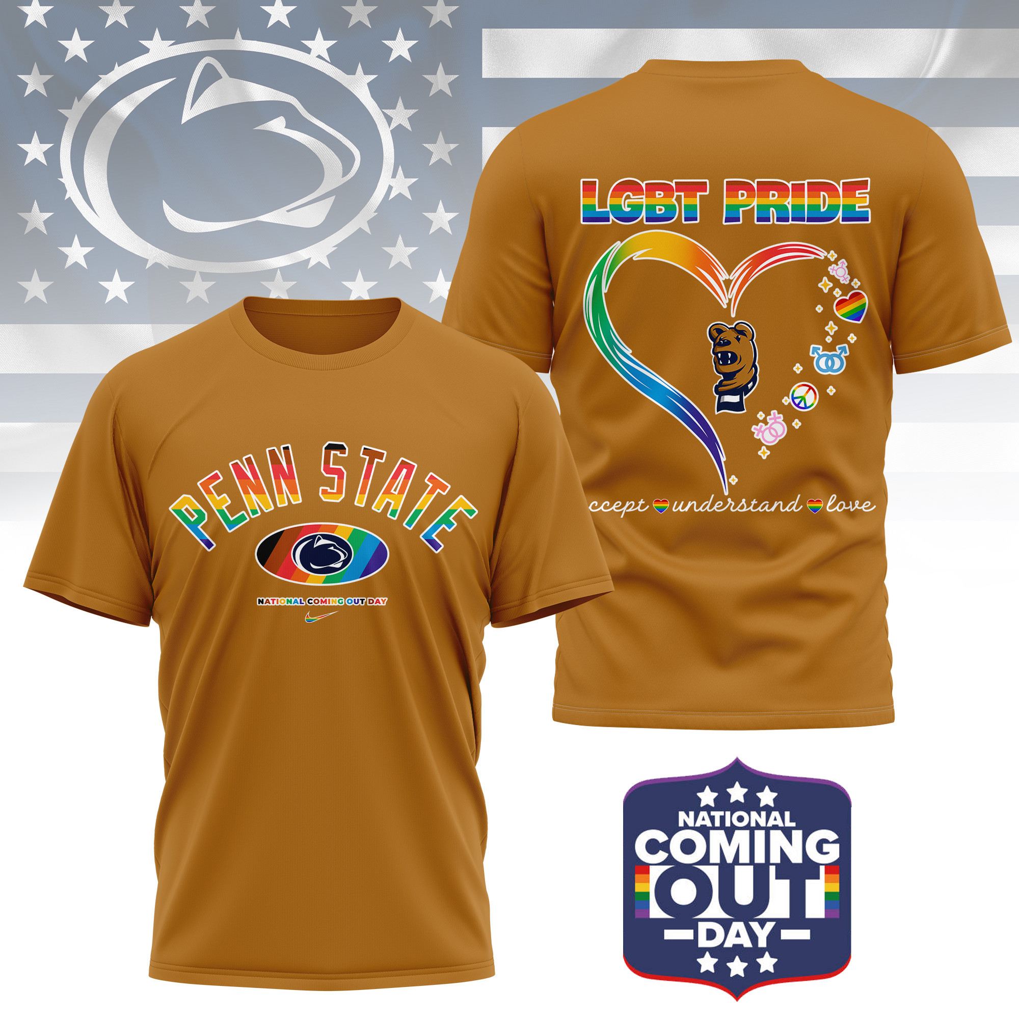 Penn State Nittany Lions | Premium NCAA National Coming Out Day 3D Shirt TTH210592 - Image 4