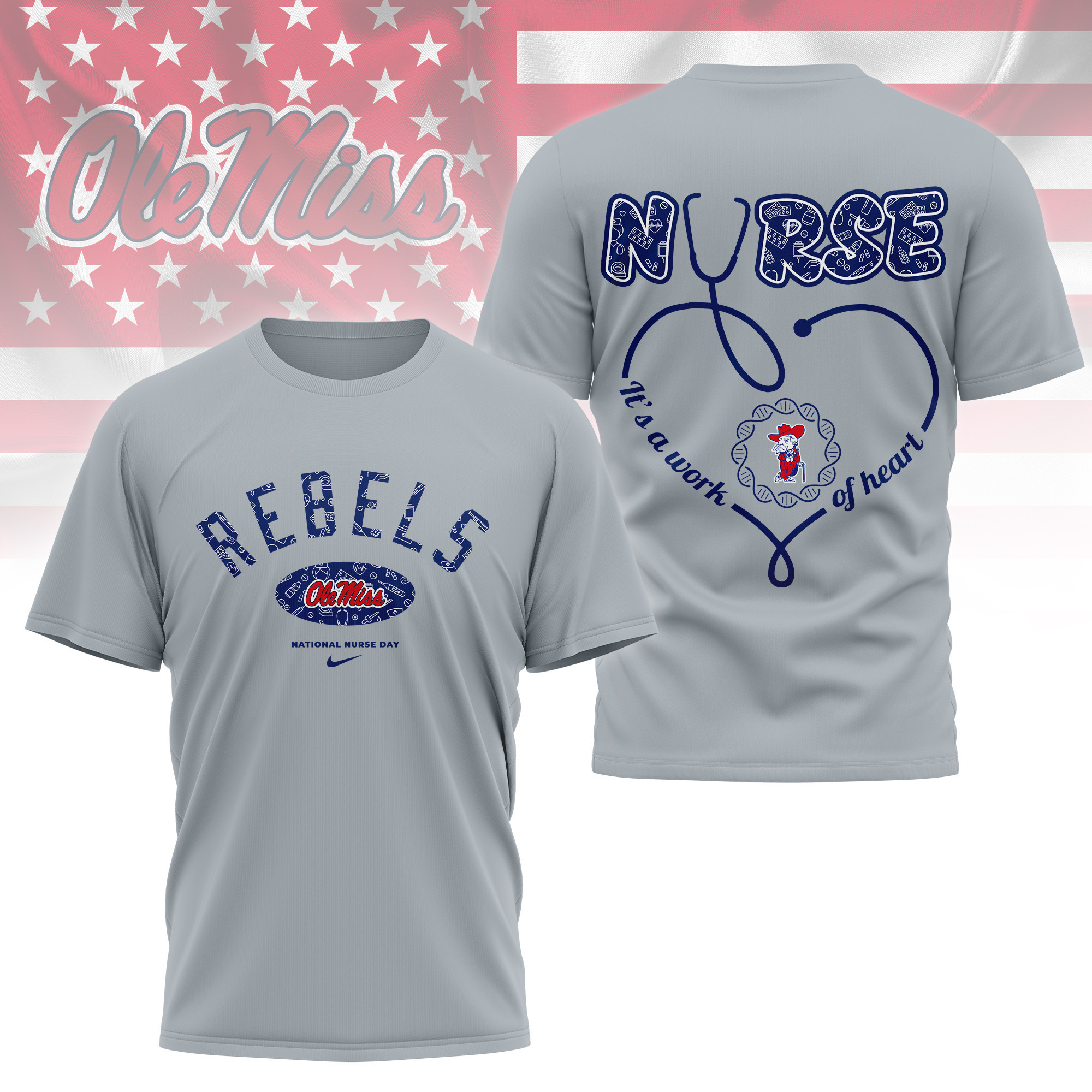 Ole Miss Rebels | Premium Nurse Appreciation Day 3D Shirt TTH2105135 - Image 2