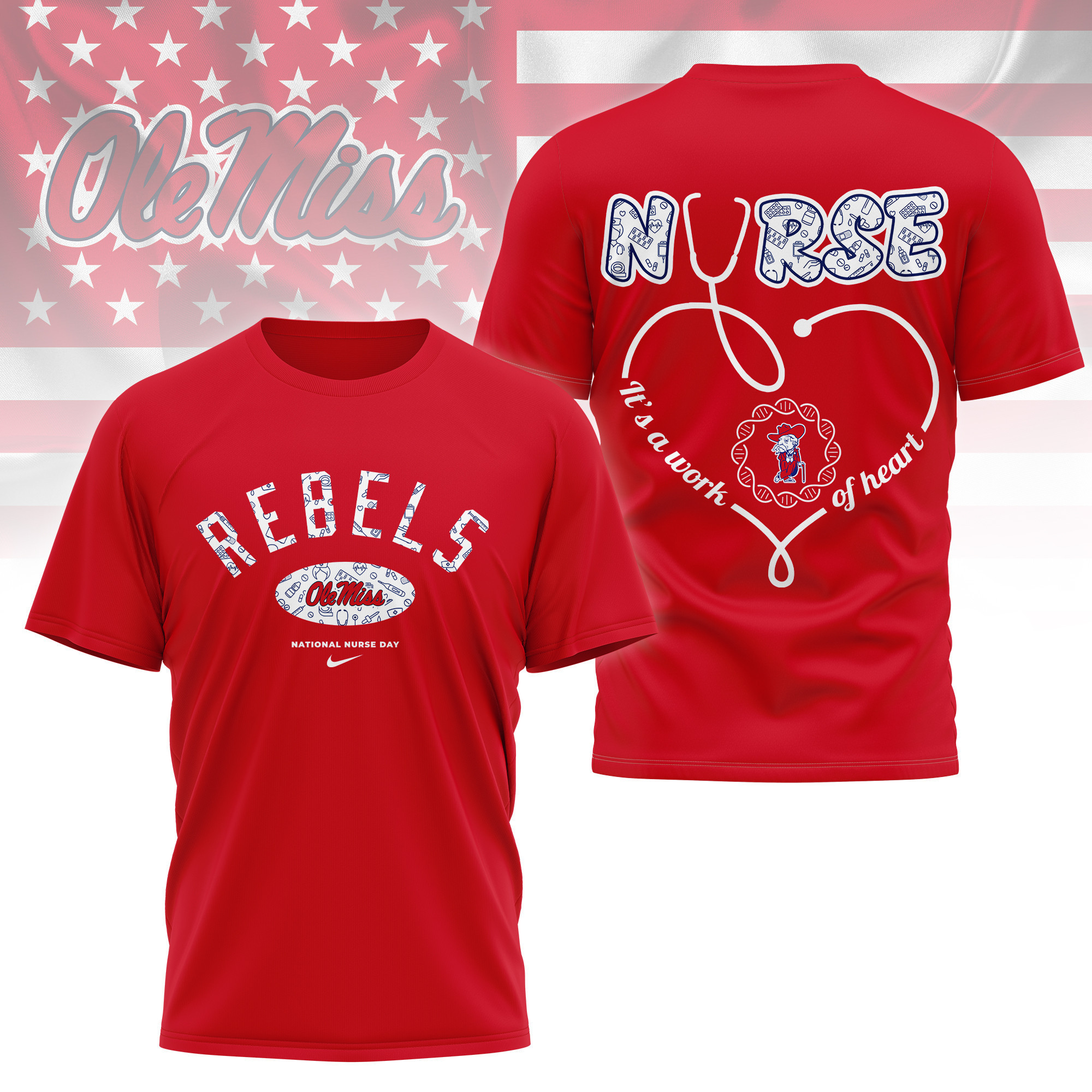 Ole Miss Rebels | Premium Nurse Appreciation Day 3D Shirt TTH2105135 - Image 3