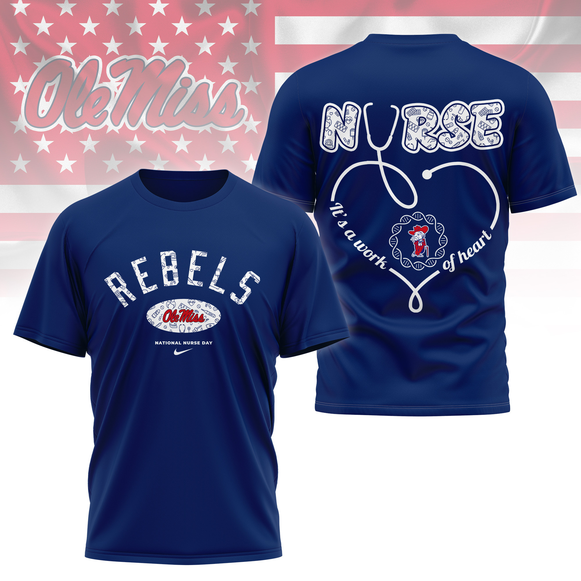 Ole Miss Rebels | Premium Nurse Appreciation Day 3D Shirt TTH2105135 - Image 4