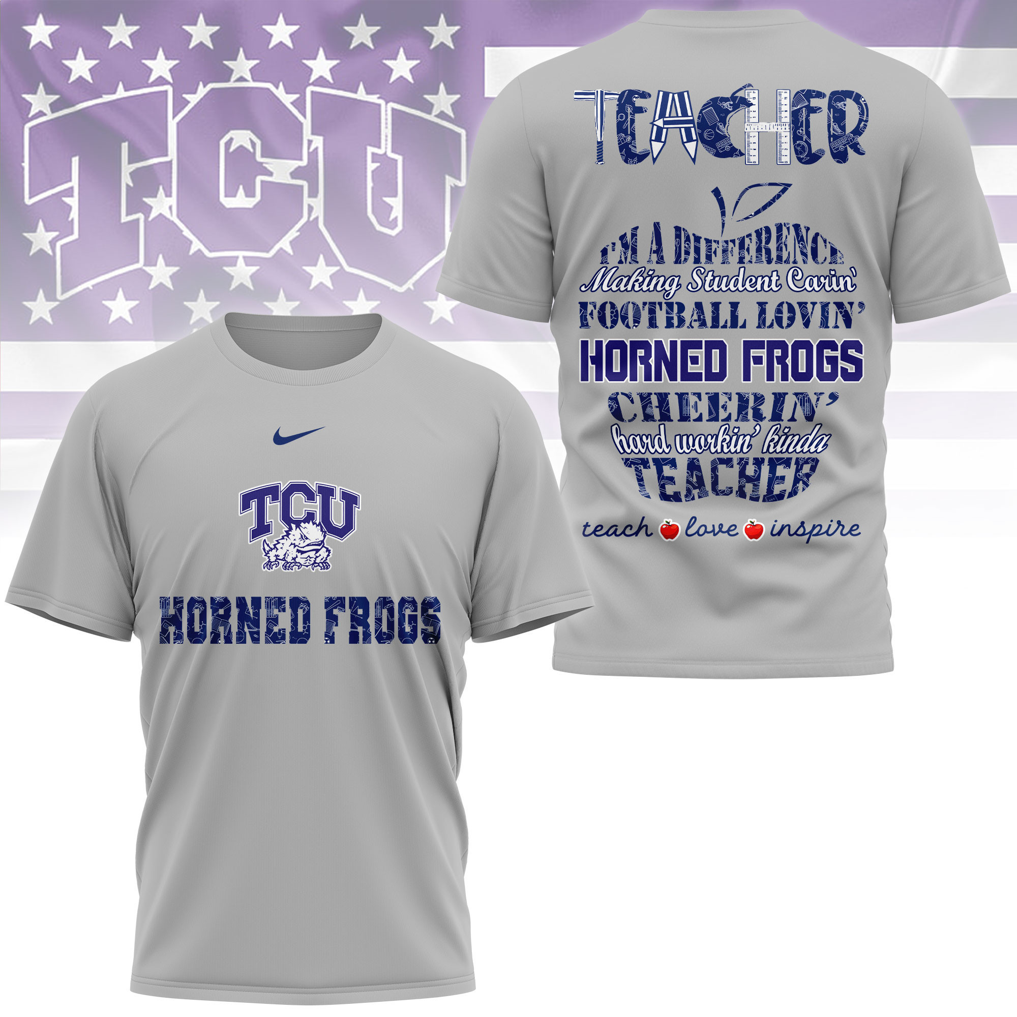 TCU Horned Frogs | Premium Teacher Pride 3D Shirt TTH210586 - Image 2