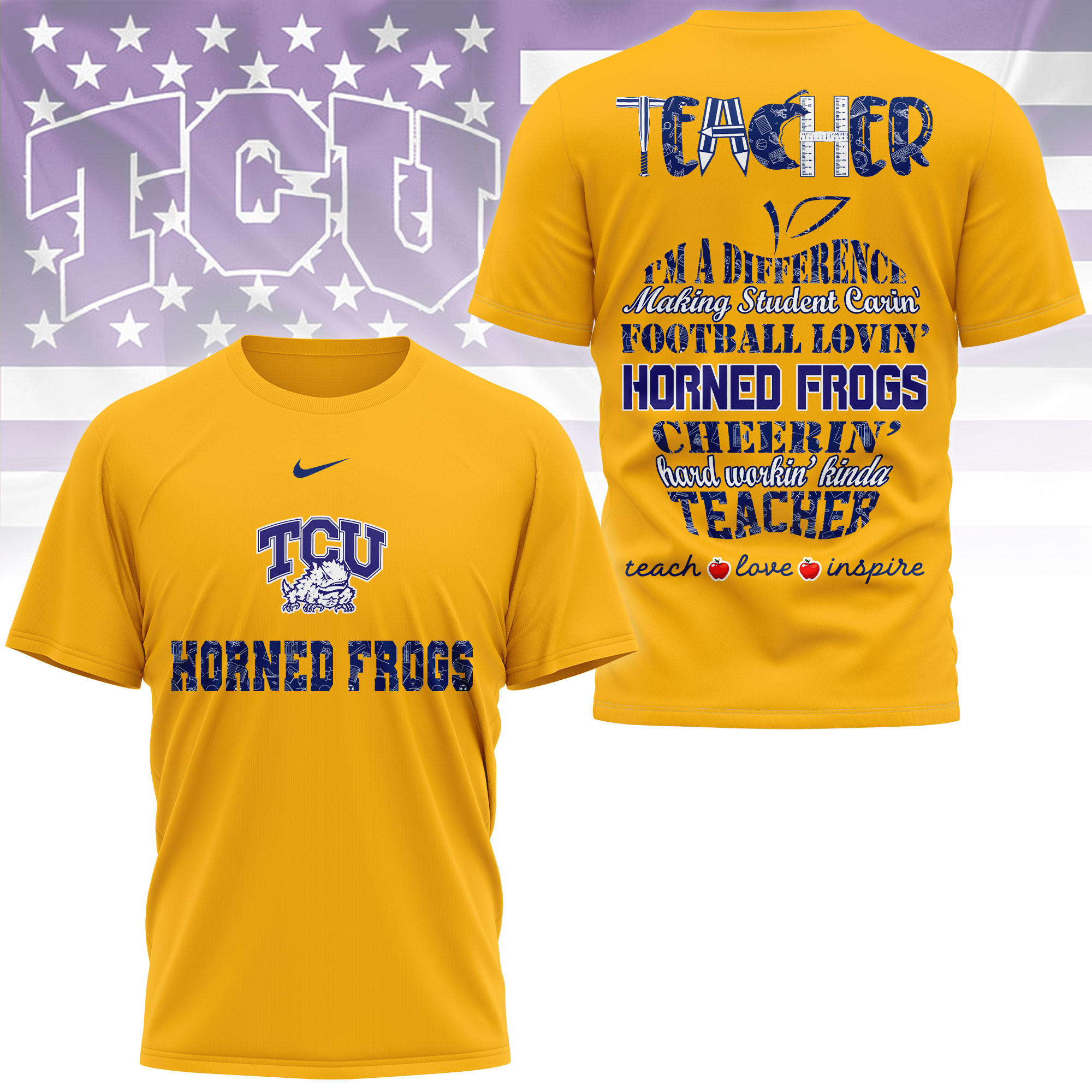 TCU Horned Frogs | Premium Teacher Pride 3D Shirt TTH210586 - Image 3
