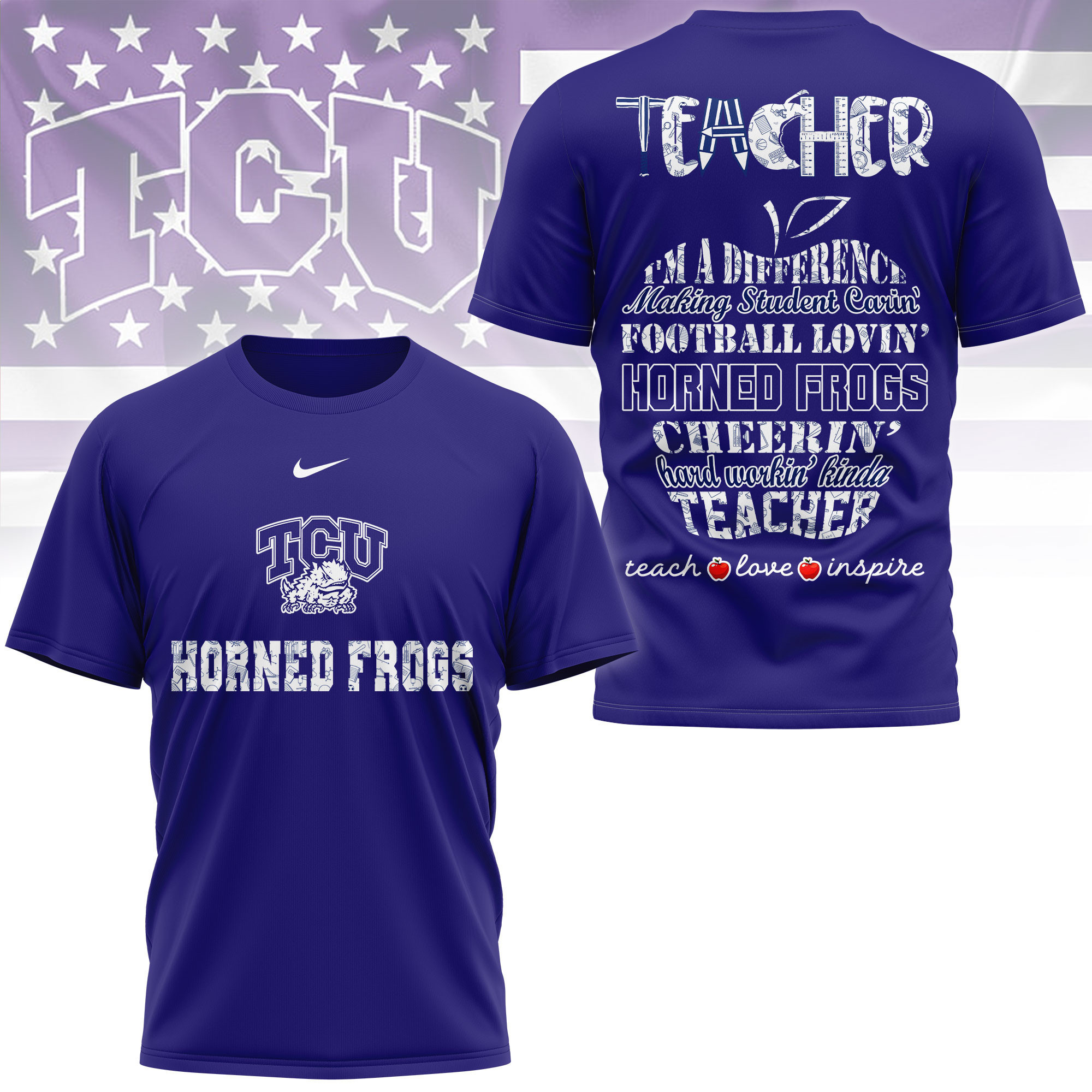 TCU Horned Frogs | Premium Teacher Pride 3D Shirt TTH210586 - Image 4