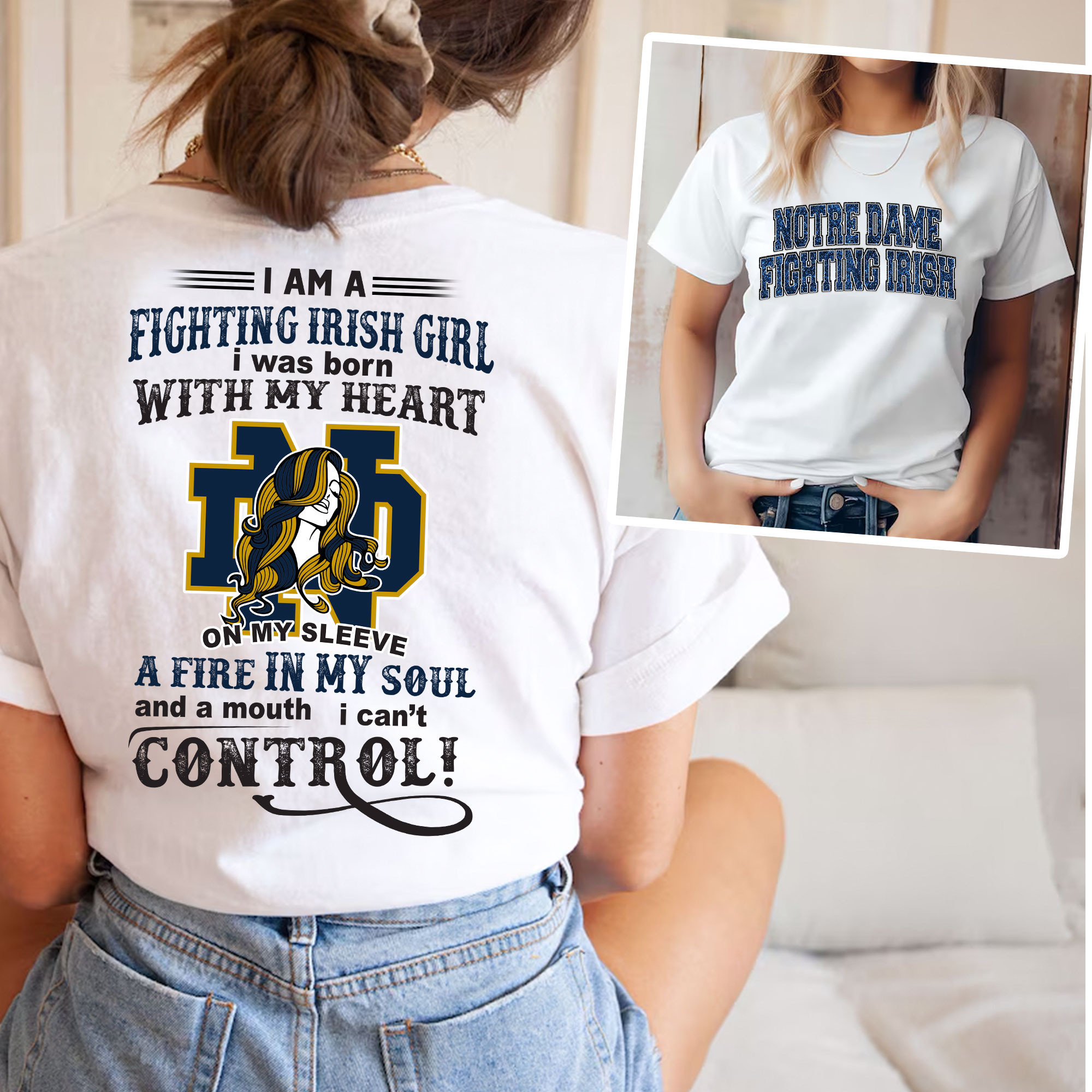 Notre Dame Fighting Irish | Premium NCAA Girl Fan 3D Shirt TTH2105211 - Image 2