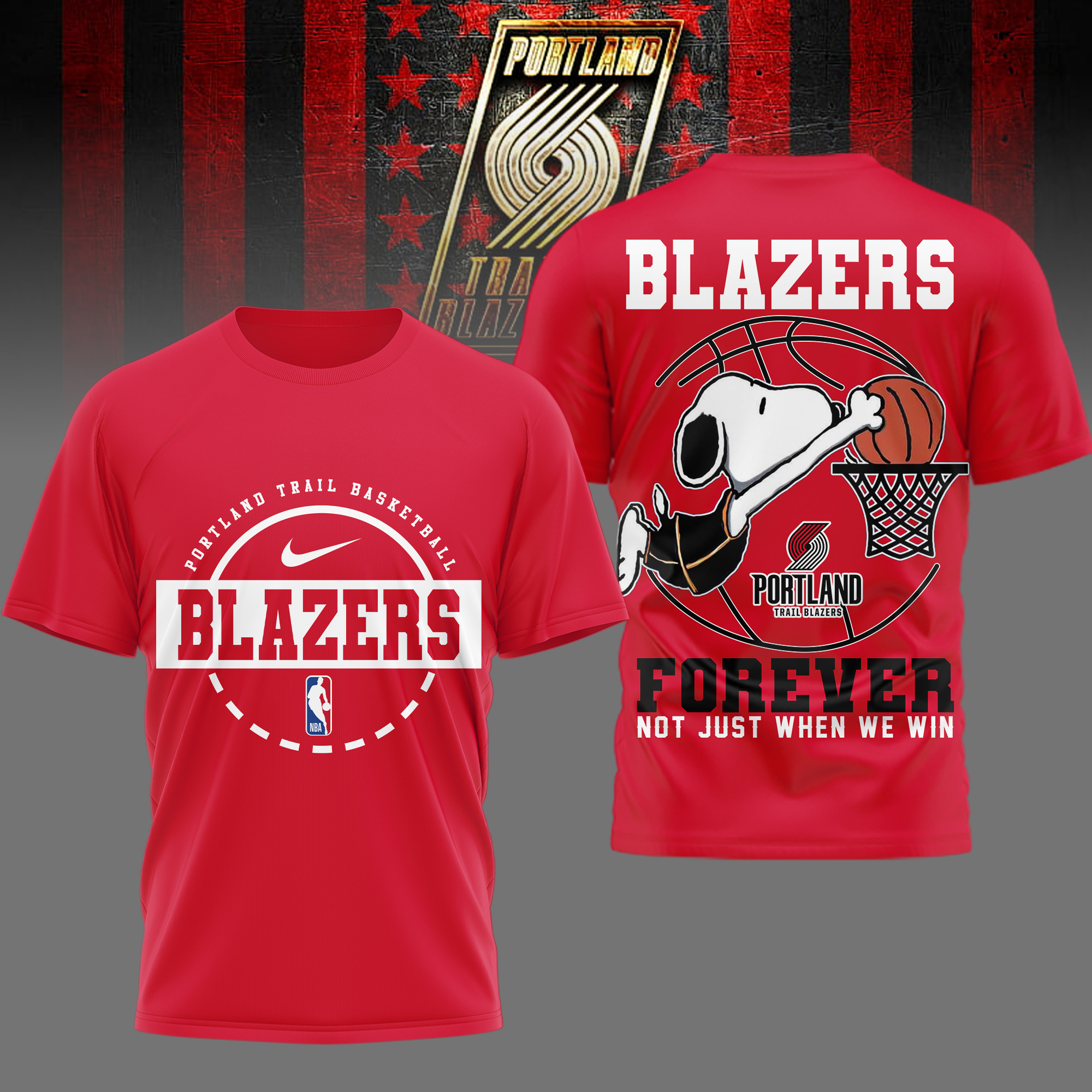 Portland Trail Blazers | Premium NBA Snoopy Forever Loyal 3D Shirt TTH2105113 - Image 2