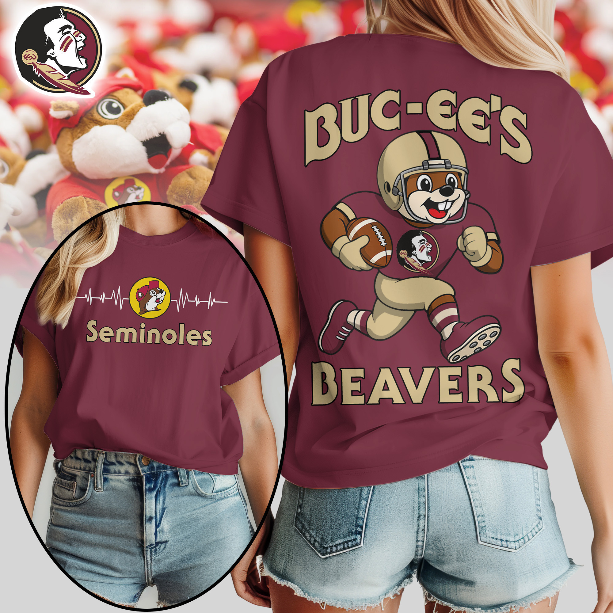 Florida State Seminoles | Premium NCAA Buc-ee’s Beavers Women’s Shirt TTH2105134 - Image 2