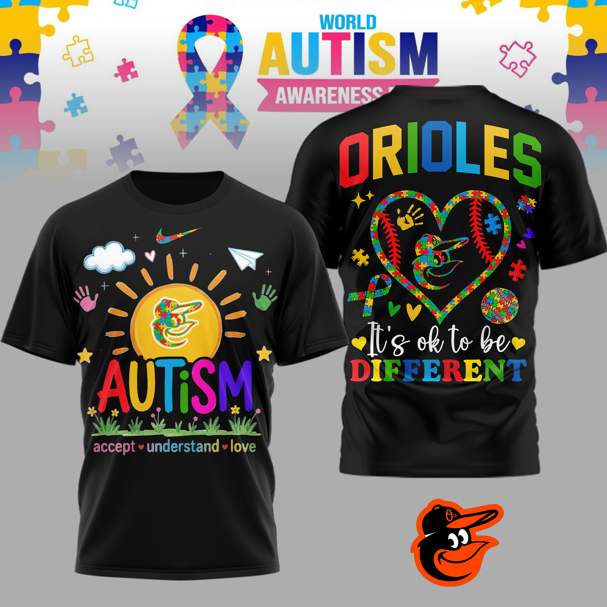 Baltimore Orioles | Premium MLB Autism Acceptance 3D Shirt TTH2105151