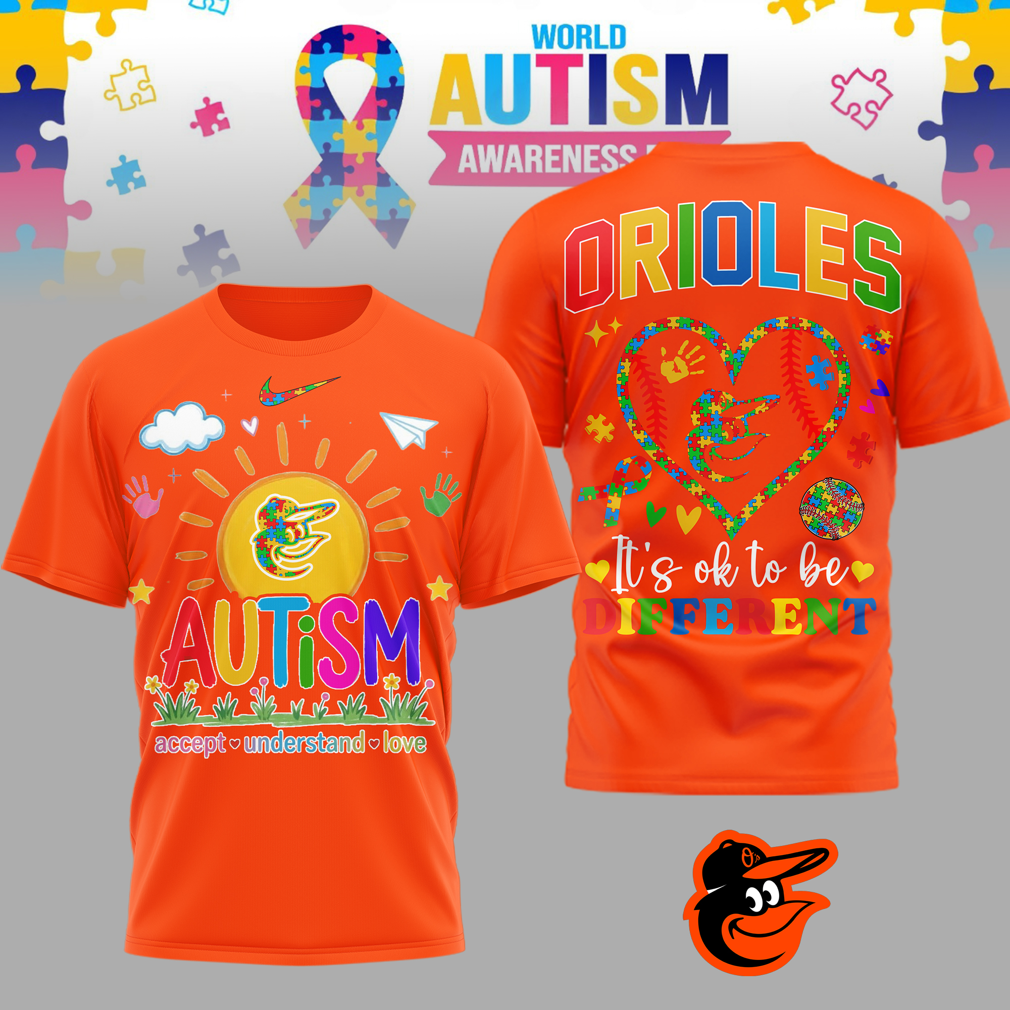 Baltimore Orioles | Premium MLB Autism Acceptance 3D Shirt TTH2105151 - Image 2