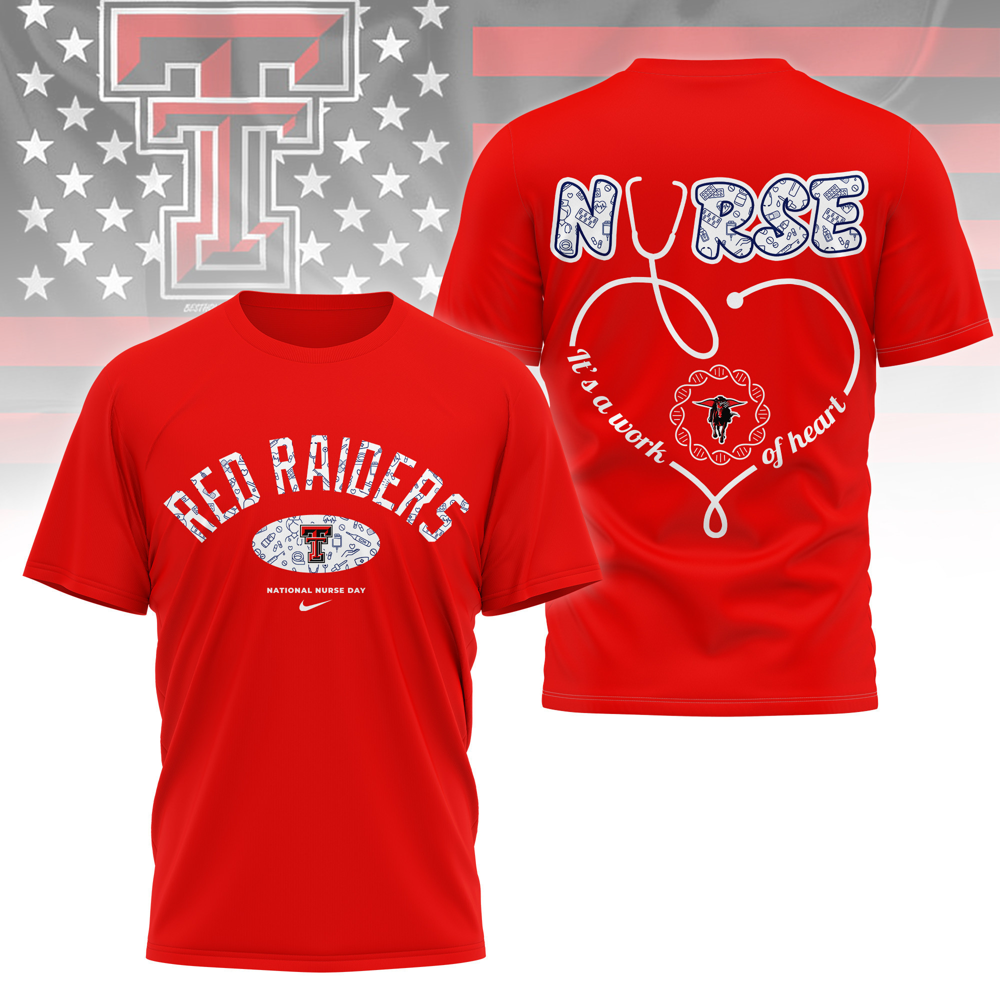 Texas Tech Red Raiders | Premium Nurse Appreciation Day 3D Shirt TTH2105135 - Image 3