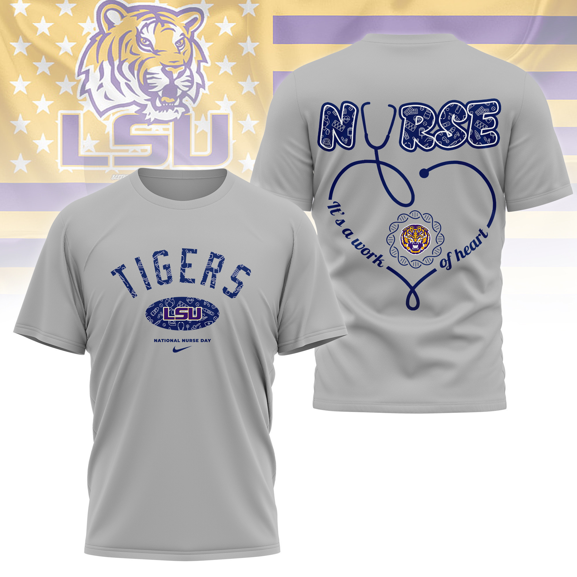 Lsu Tigers | Premium Nurse Appreciation Day 3D Shirt TTH2105135 - Image 2