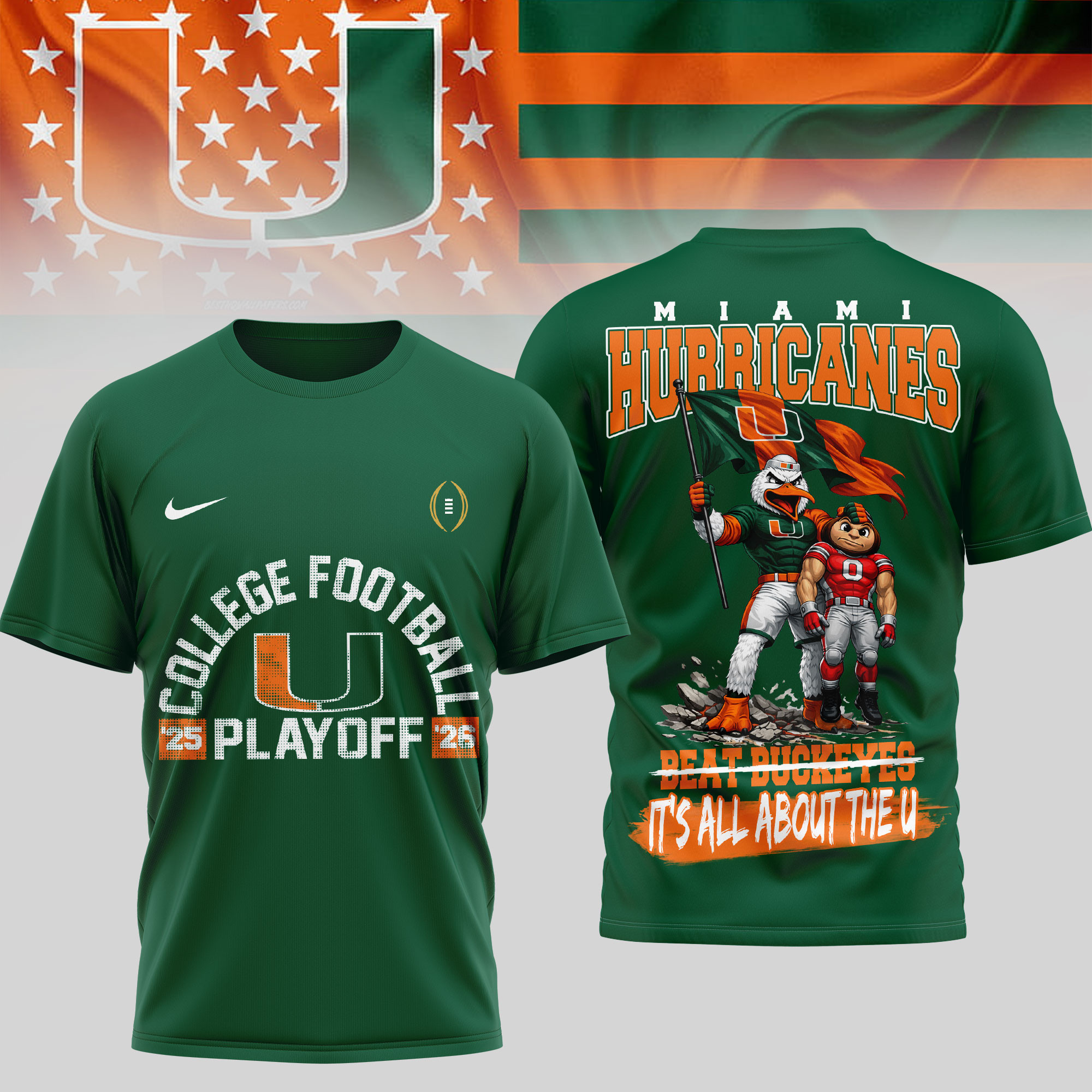 Miami Hurricanes | Premium NCAA College Football Playoffs 3D T-shirt TTH2105188 - Image 2