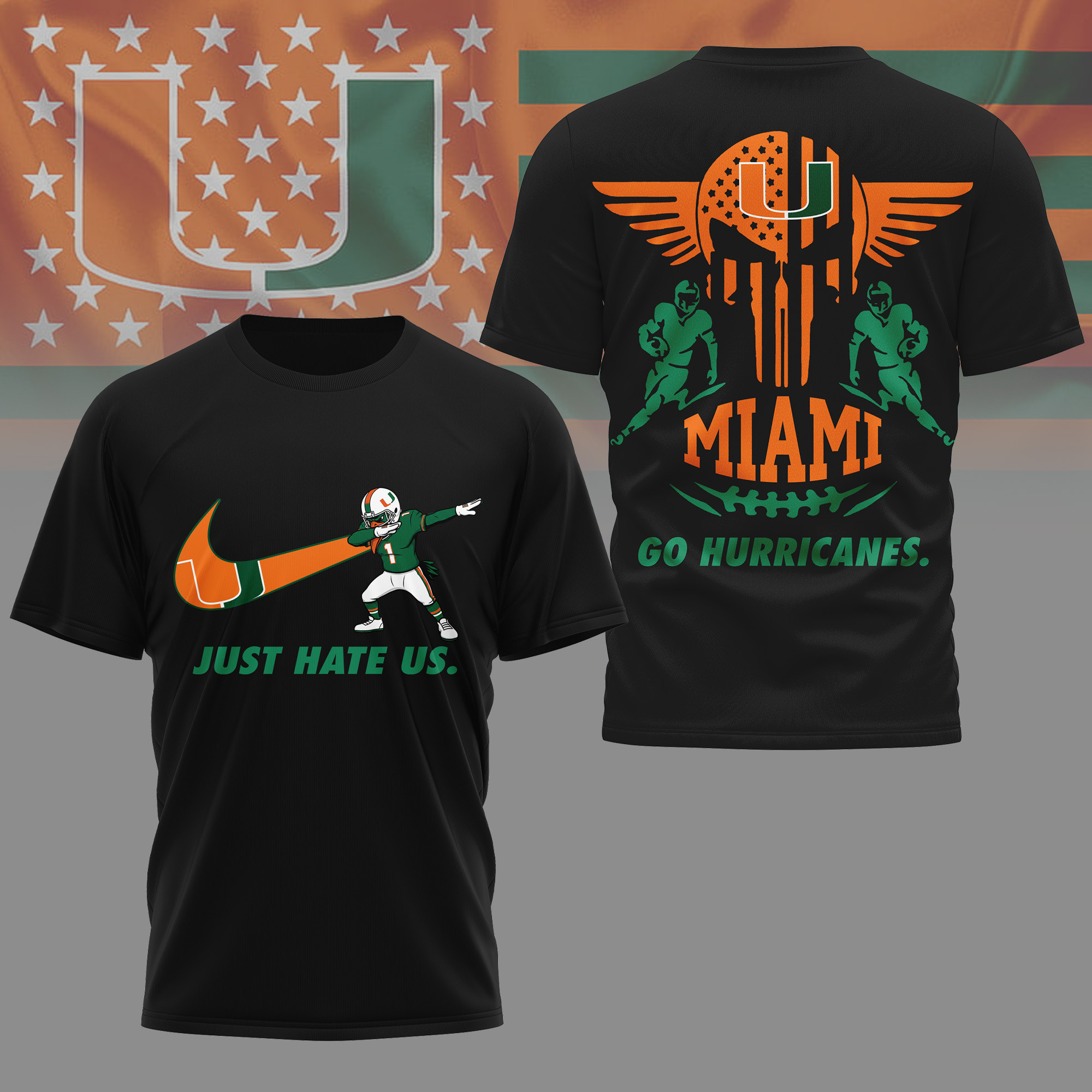 Miami Hurricanes | Premium NCAA Just Hate Us T-shirt TTH2105142 - Image 2