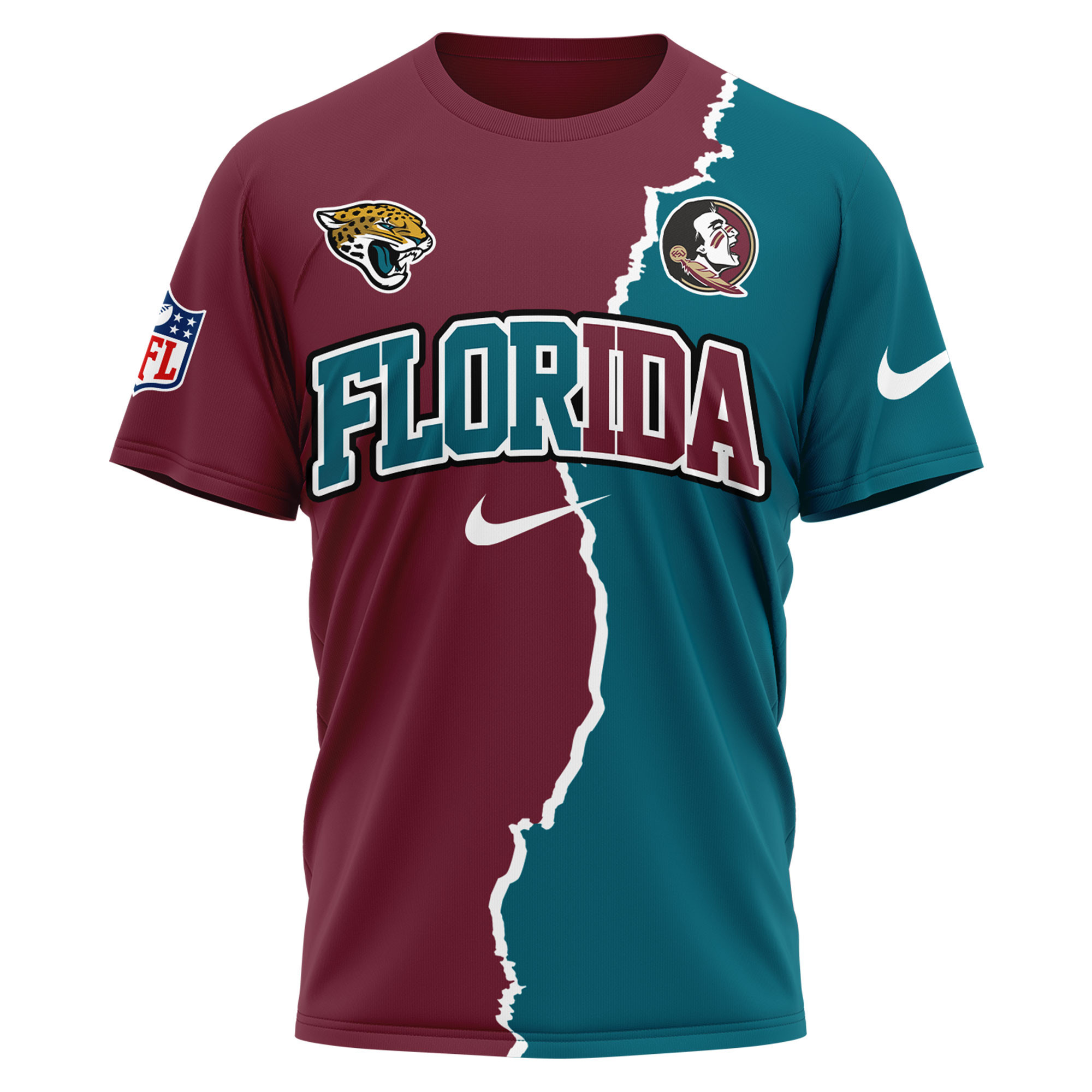 Jacksonville Jaguars x Florida State Seminoles | Premium NFL Team x NCAA Team Fusion 3D Shirt TTH2105192