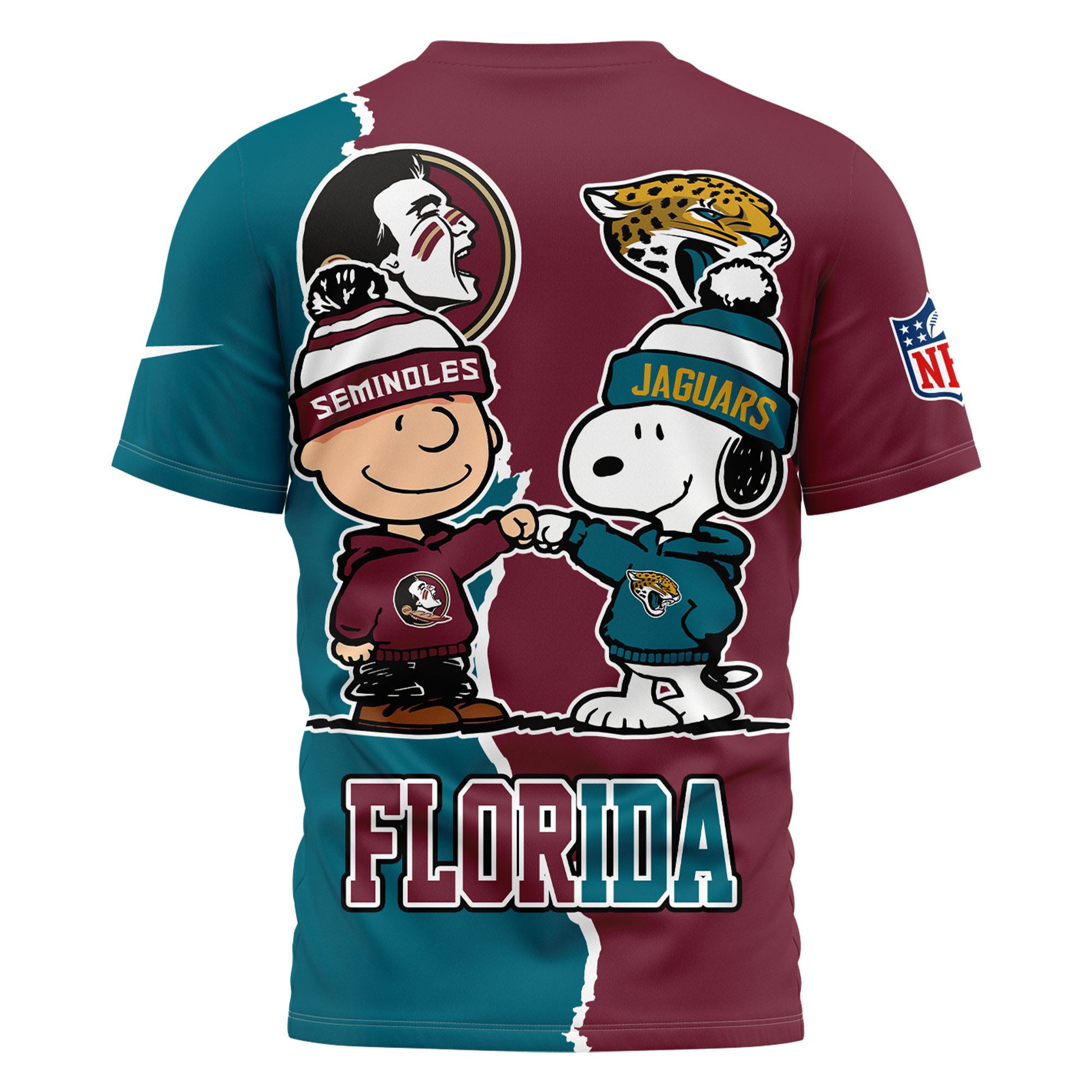 Jacksonville Jaguars x Florida State Seminoles | Premium NFL Team x NCAA Team Fusion 3D Shirt TTH2105192 - Image 2