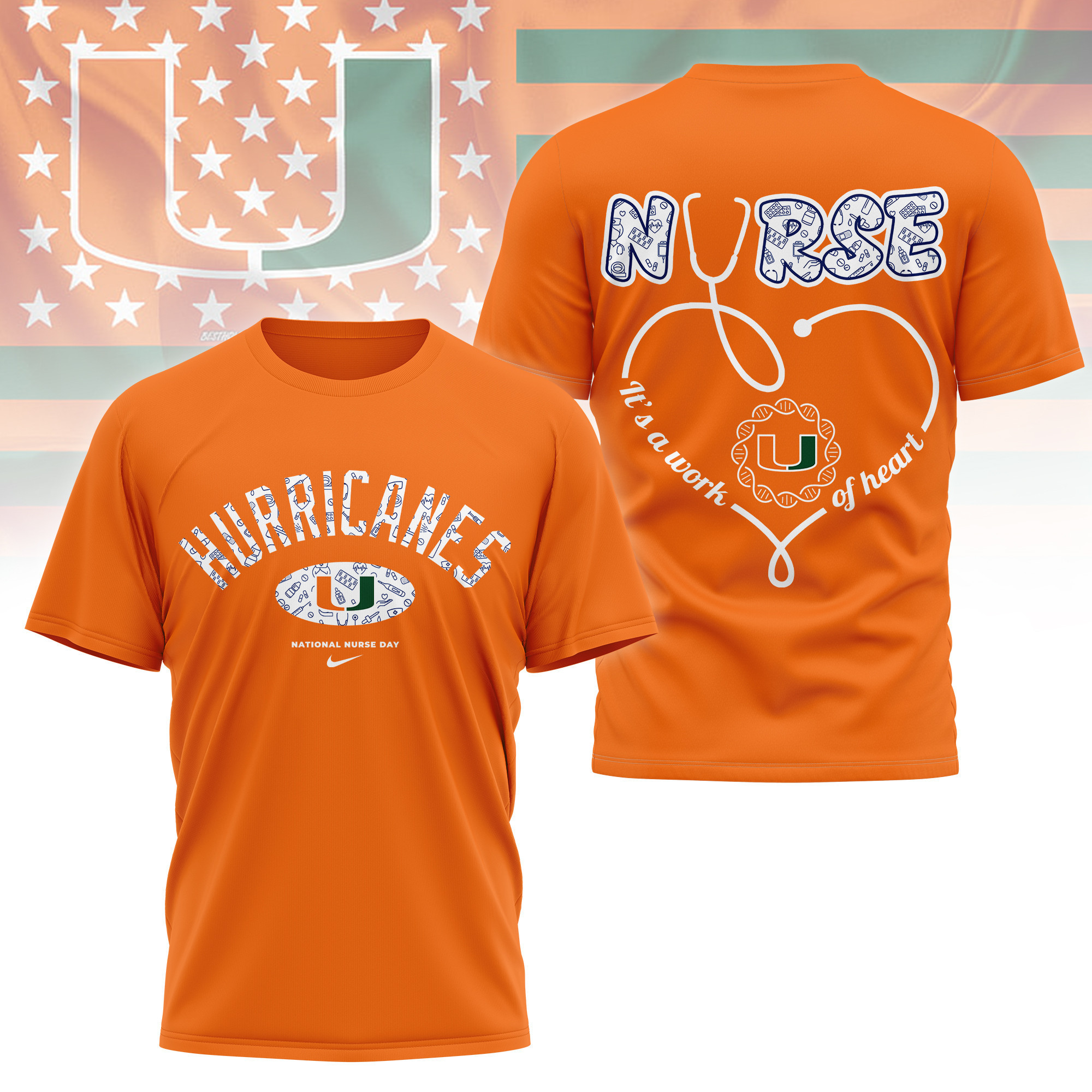 Miami Hurricanes | Premium Nurse Appreciation Day 3D Shirt TTH2105135 - Image 3