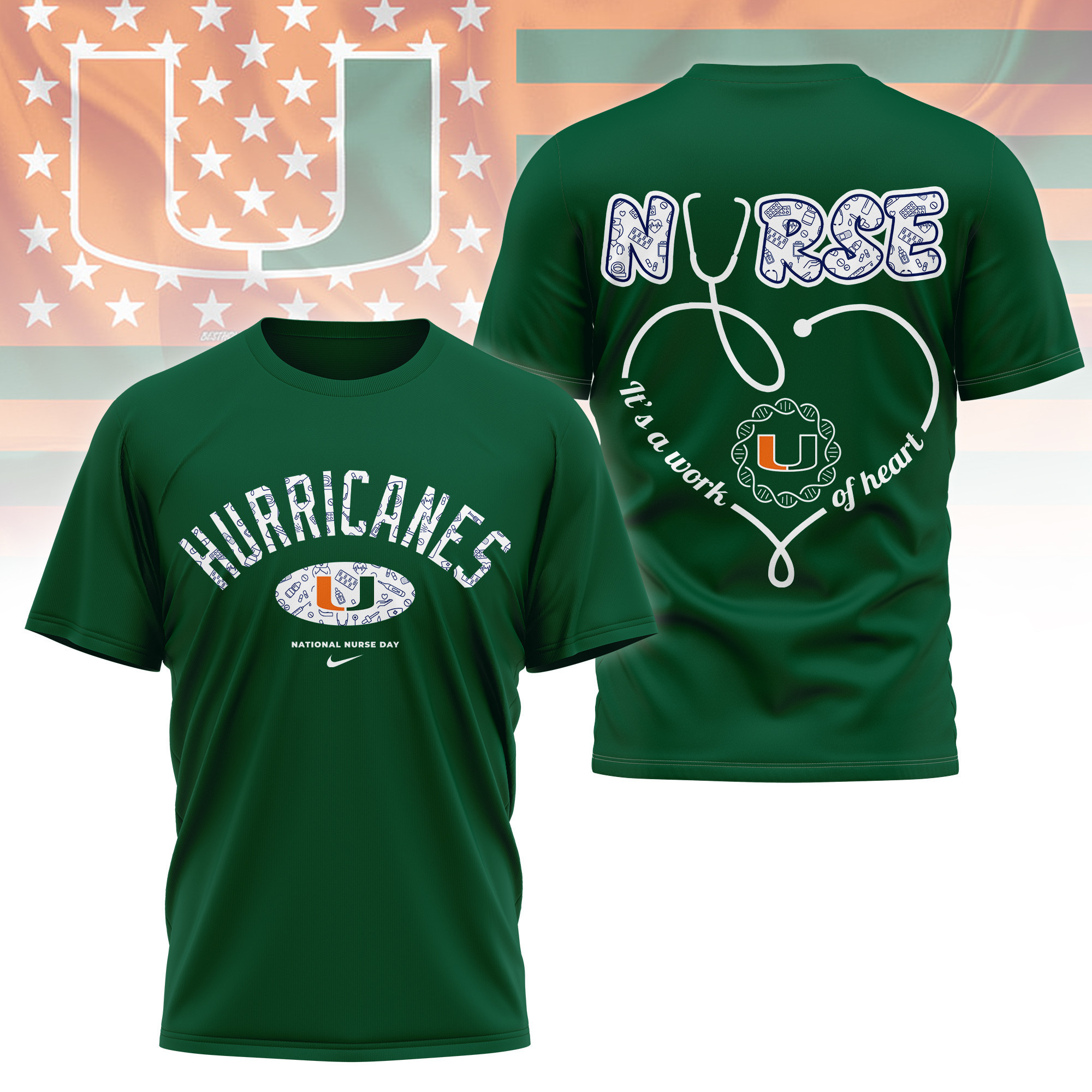 Miami Hurricanes | Premium Nurse Appreciation Day 3D Shirt TTH2105135 - Image 4