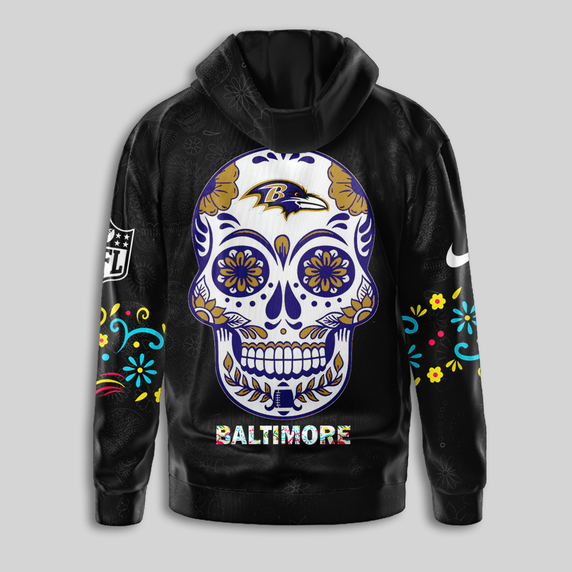 Baltimore Ravens | Premium NFL Dia de los Muertos Limited Editions Hoodie TTH210594 - Image 3