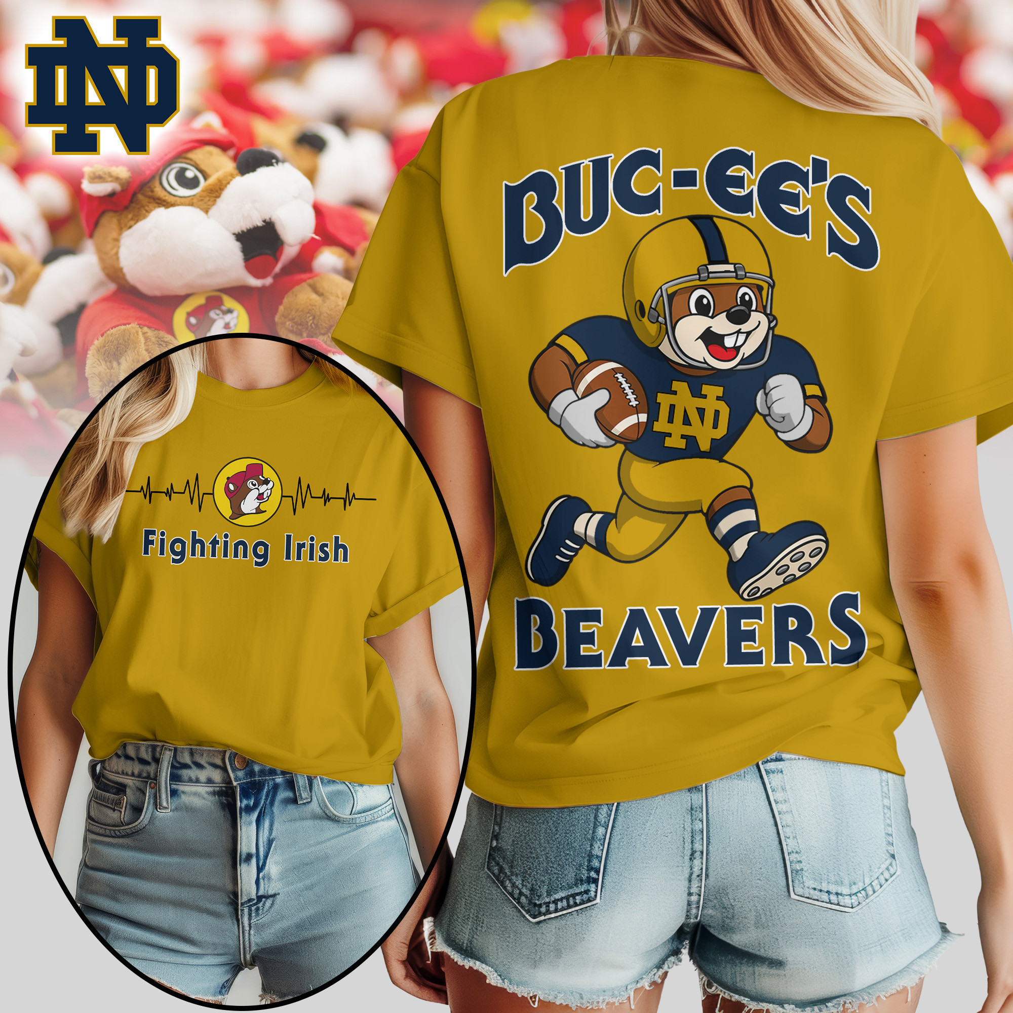 Notre Dame Fighting Irish | Premium NCAA Buc-ee’s Beavers Women’s Shirt TTH2105134 - Image 2