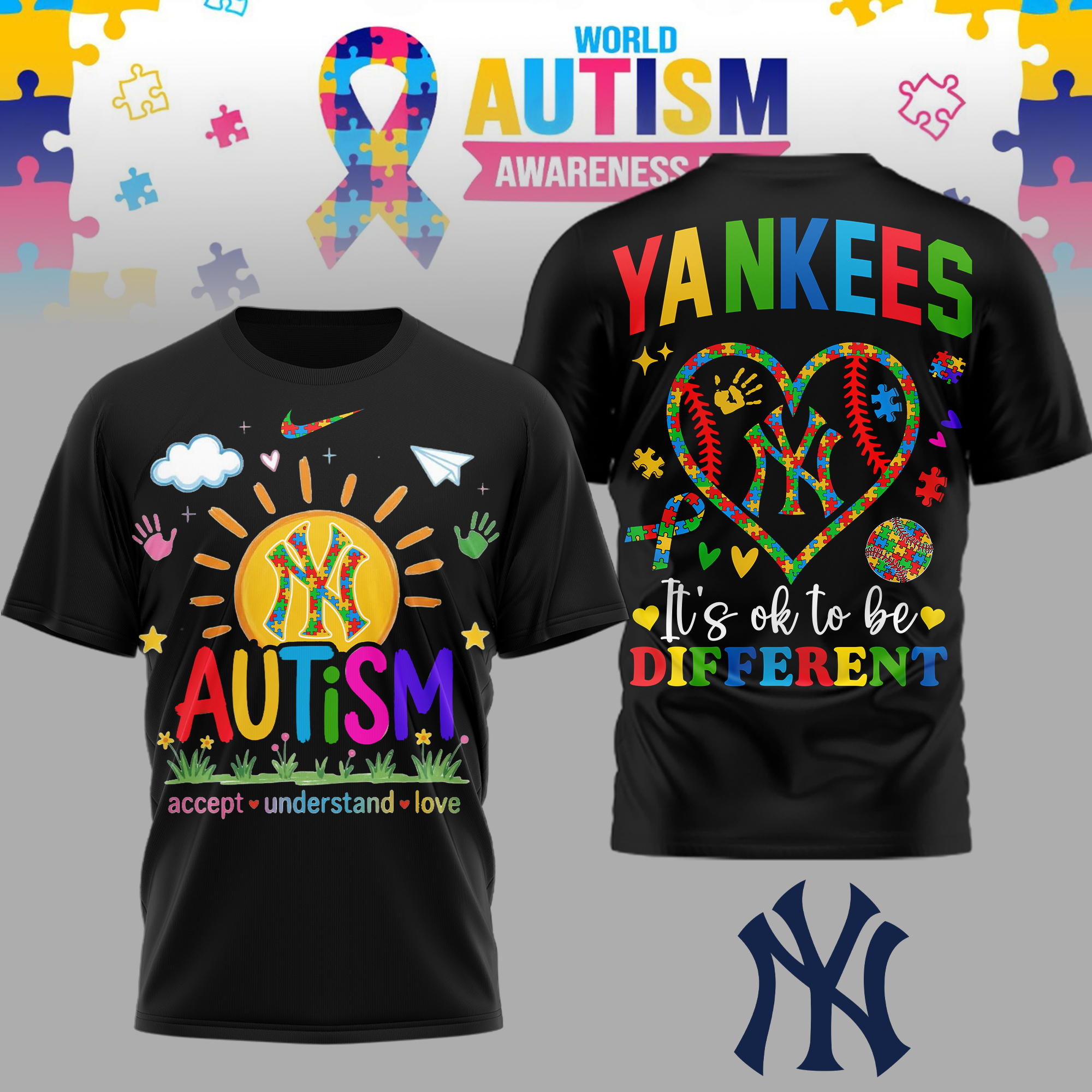 New York Yankees | Premium MLB Autism Acceptance 3D Shirt TTH2105151