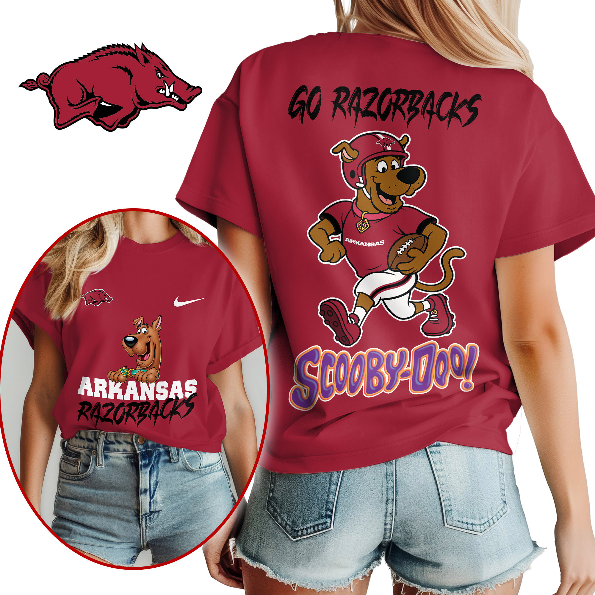 Arkansas Razorbacks | Premium NCAA Scooby-Doo Fan Women’s Shirt TTH2105171 - Image 2