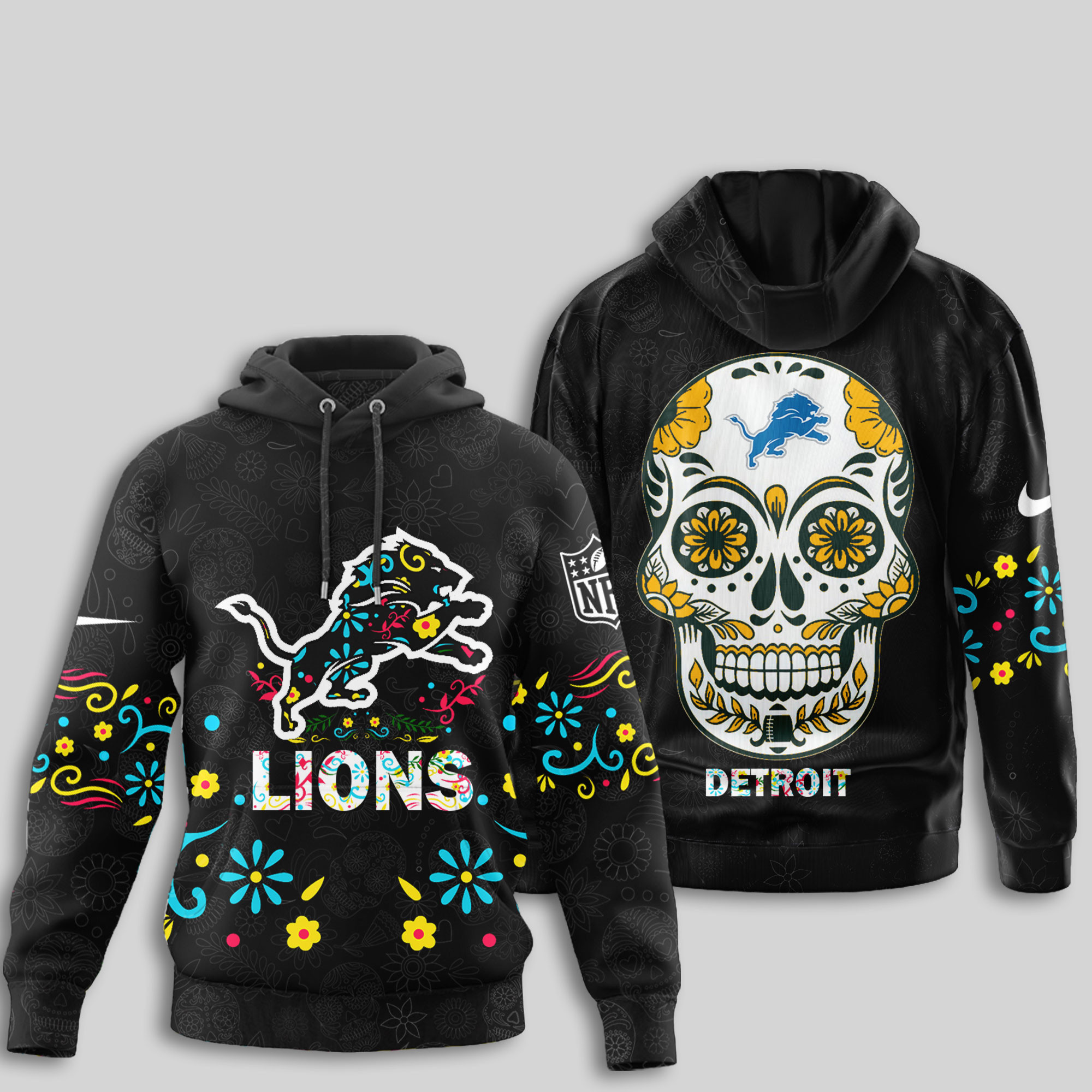 Detroit Lions | Premium NFL Dia de los Muertos Limited Editions Hoodie TTH210594 - Image 2