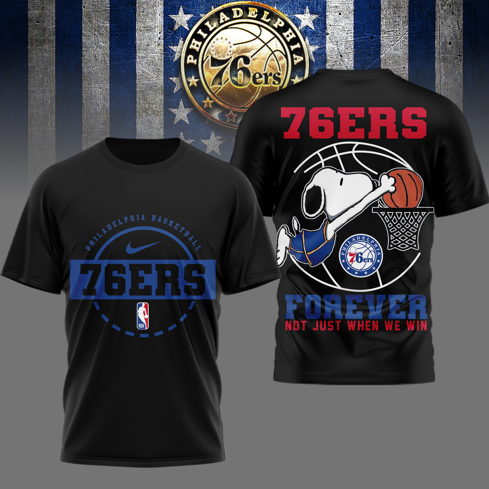 Philadelphia 76ers | Premium NBA Snoopy Forever Loyal 3D Shirt TTH2105113