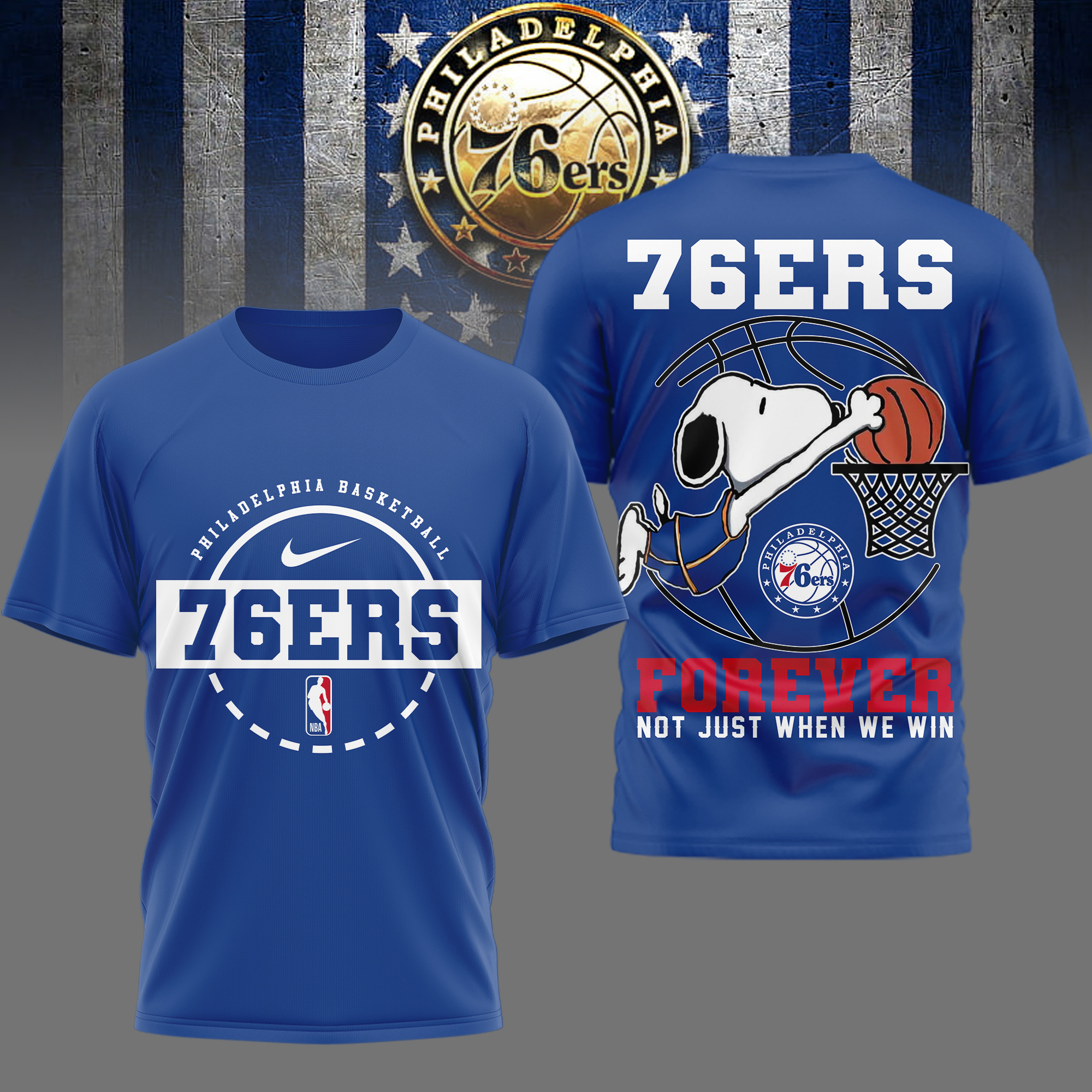 Philadelphia 76ers | Premium NBA Snoopy Forever Loyal 3D Shirt TTH2105113 - Image 2