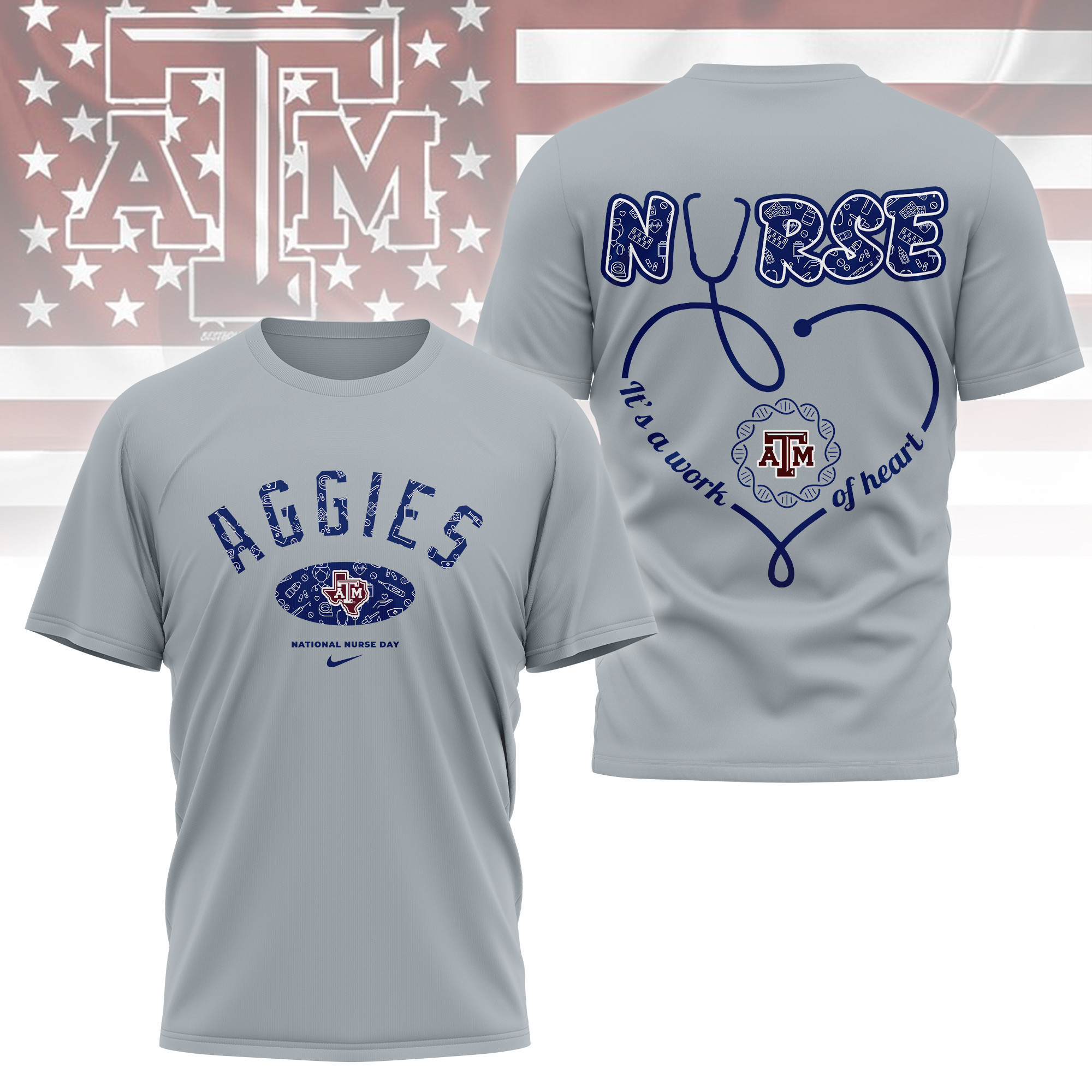 Texas A&M Aggies | Premium Nurse Appreciation Day 3D Shirt TTH2105135 - Image 2