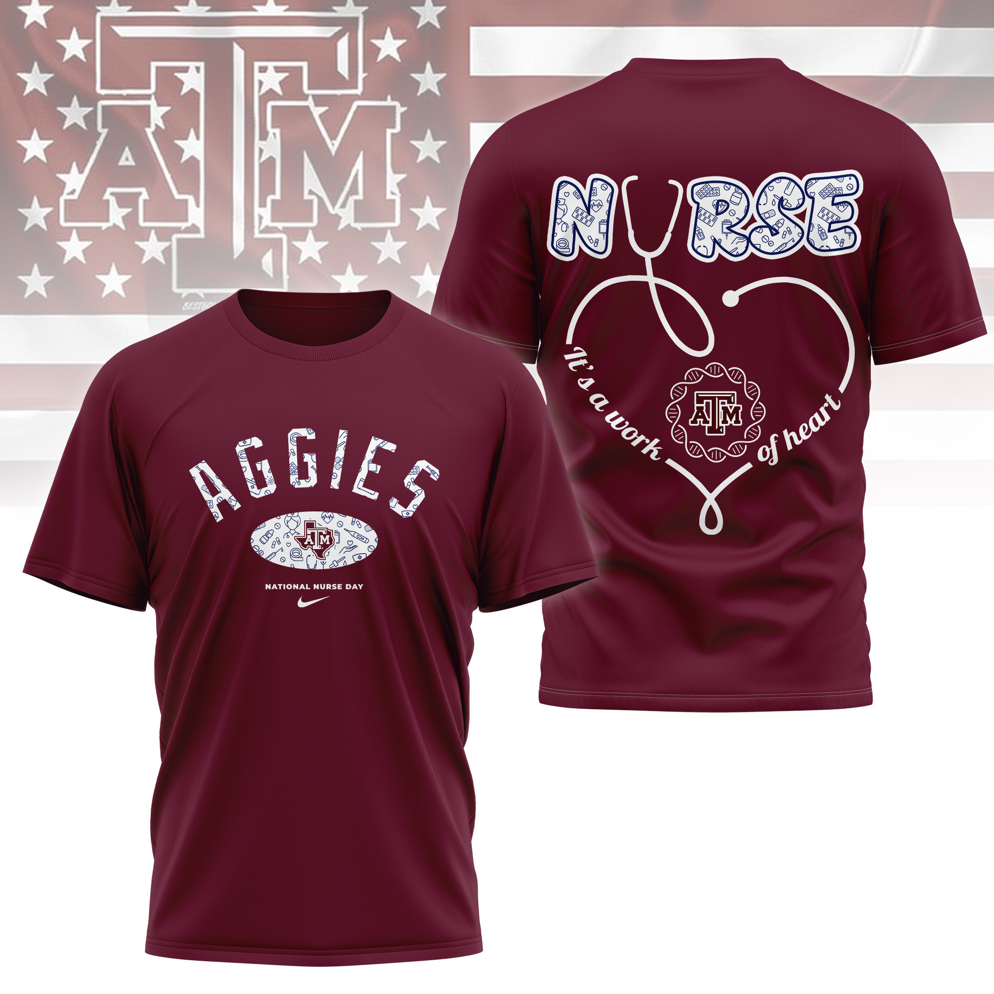 Texas A&M Aggies | Premium Nurse Appreciation Day 3D Shirt TTH2105135 - Image 3