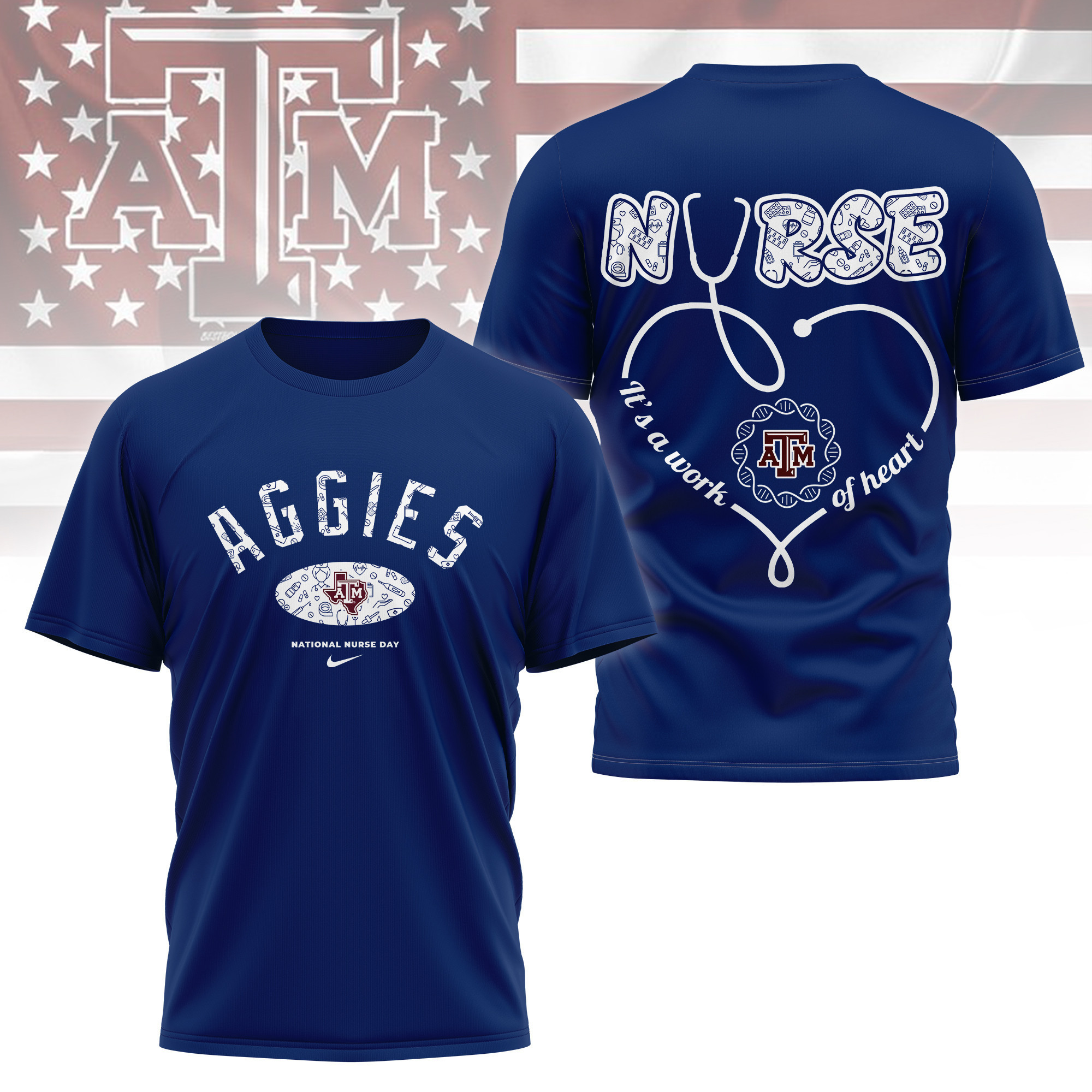 Texas A&M Aggies | Premium Nurse Appreciation Day 3D Shirt TTH2105135 - Image 4