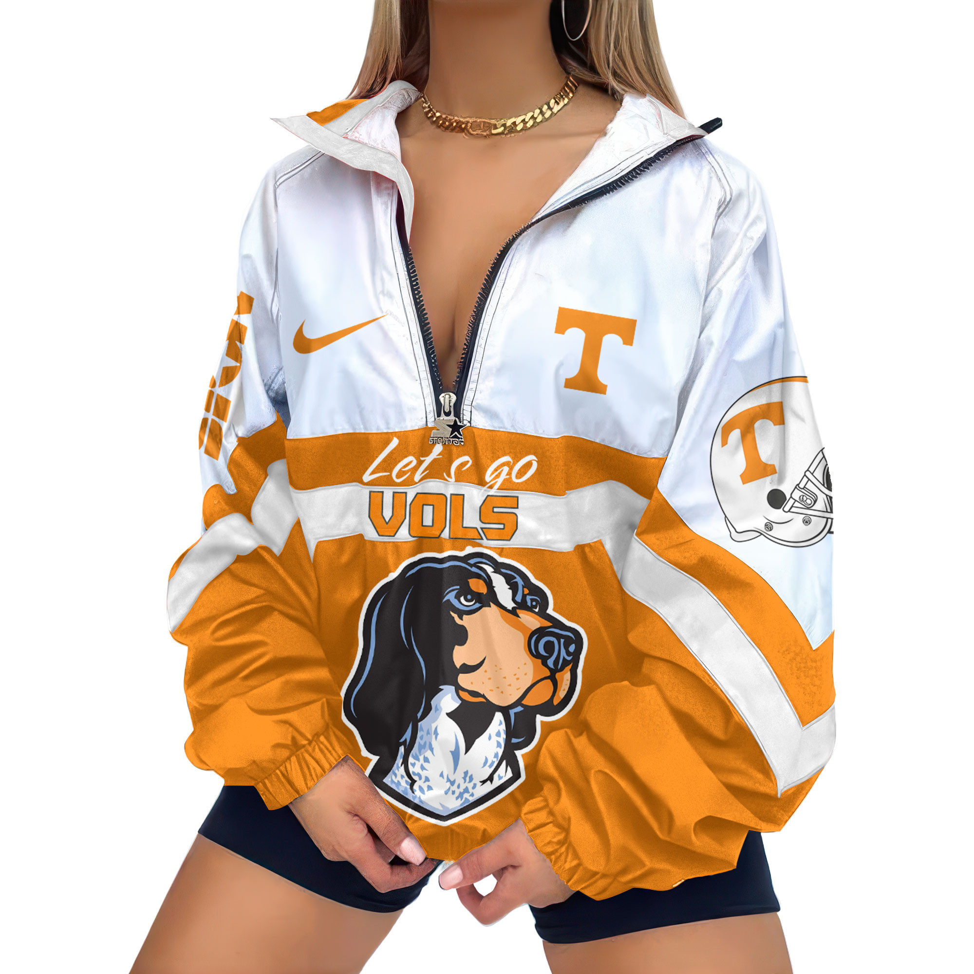 Tennessee Volunteers | Premium Women’s Printed V-Neck Zipper Sweatshirt Jackets TTH2105117