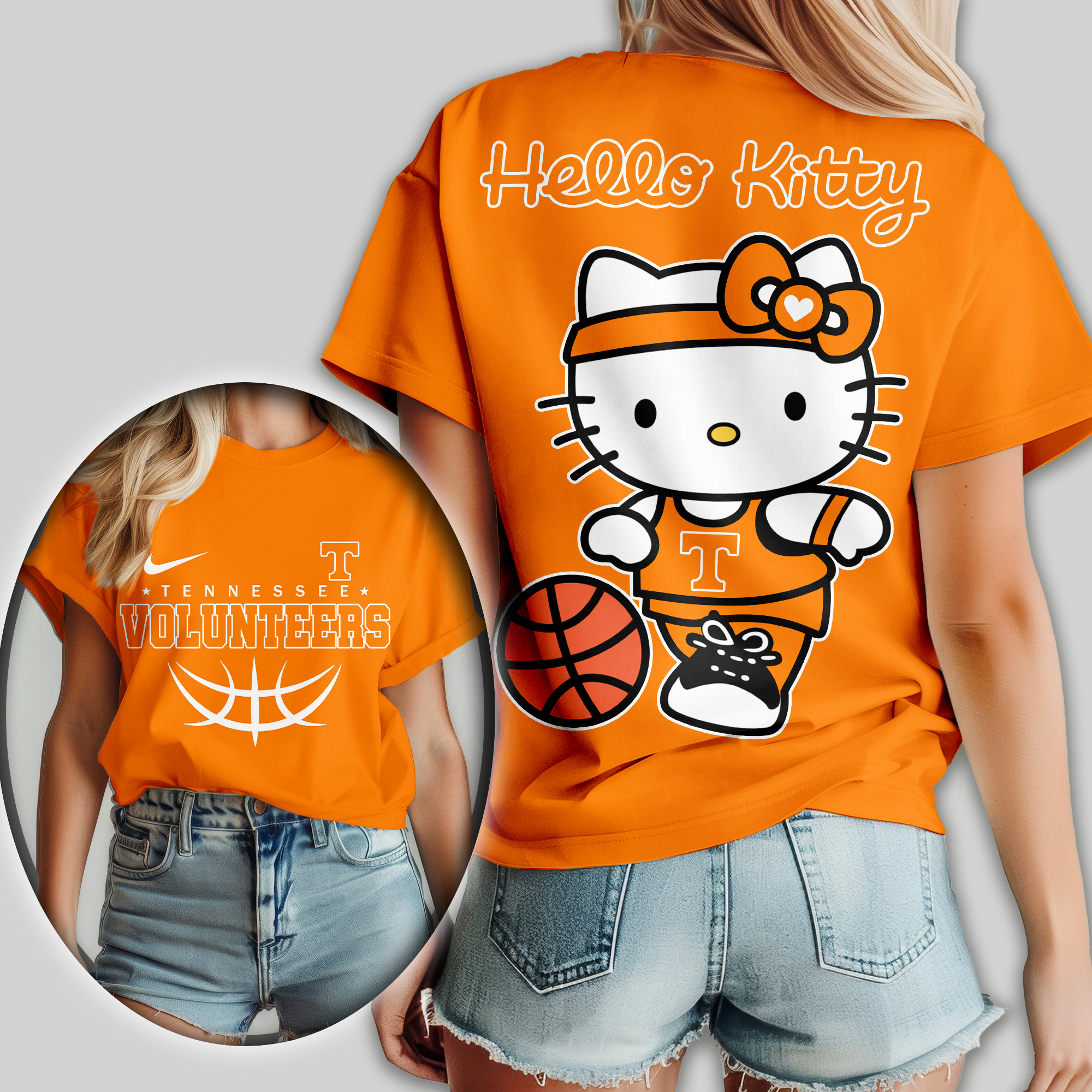Tennessee Volunteers | Premium NCAA Hello Kitty Basketball Women Shirt TTH2105119 - Image 2