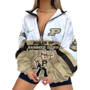 Purdue Boilermakers | Premium Women’s Printed V-Neck Zipper Sweatshirt Jackets TTH2105117