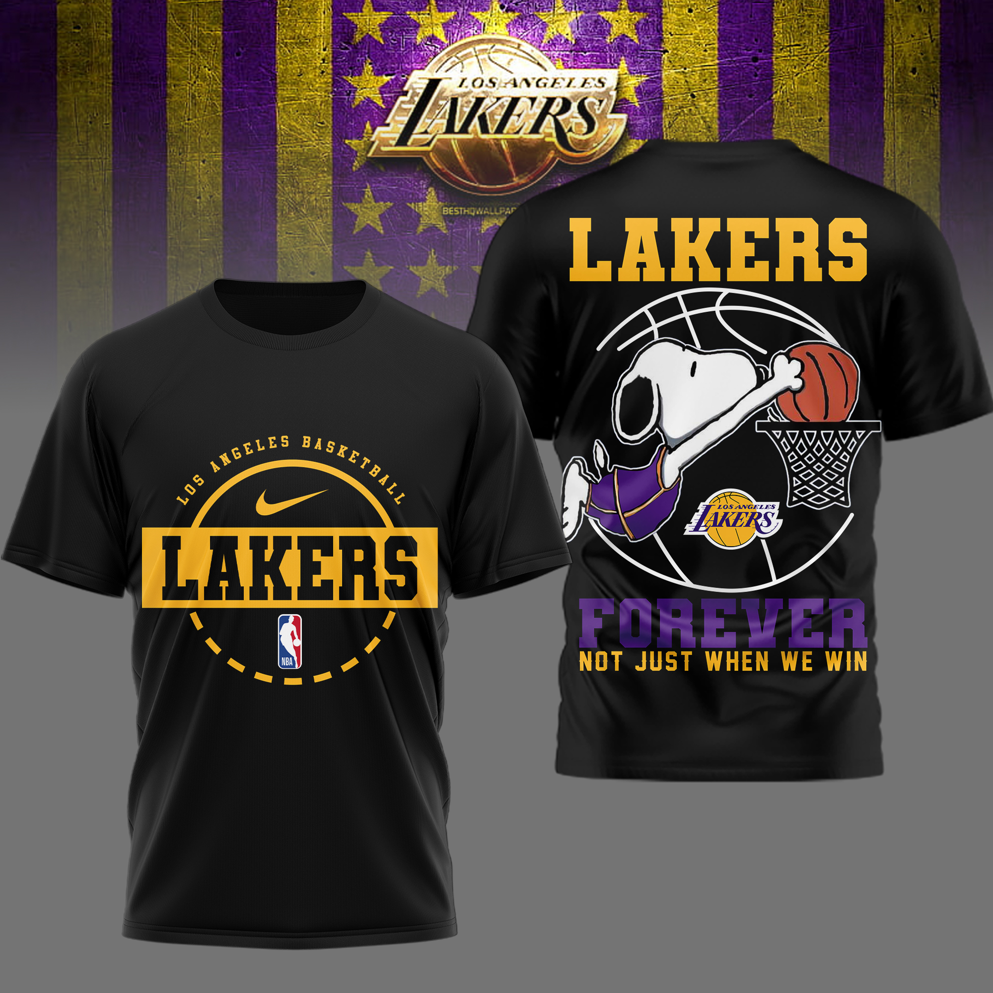 Los Angeles Lakers | Premium NBA Snoopy Forever Loyal 3D Shirt TTH2105113