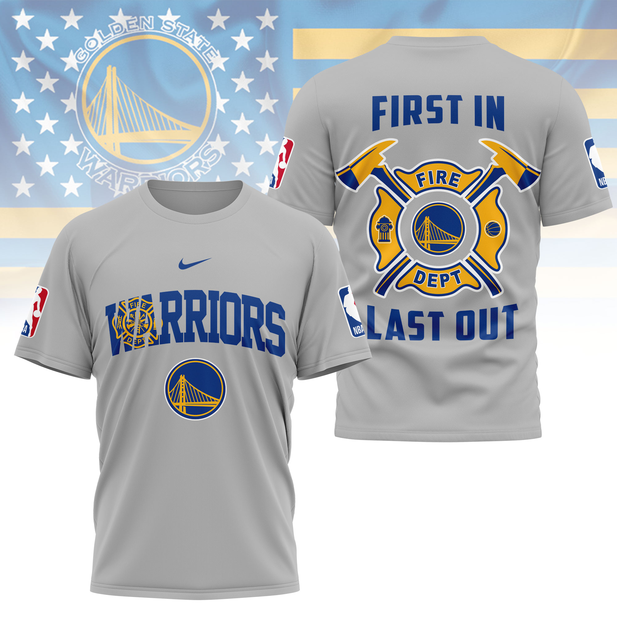 Golden State Warriors | Premium NBA Fire Dept 3D Shirt TTH2105112 - Image 2