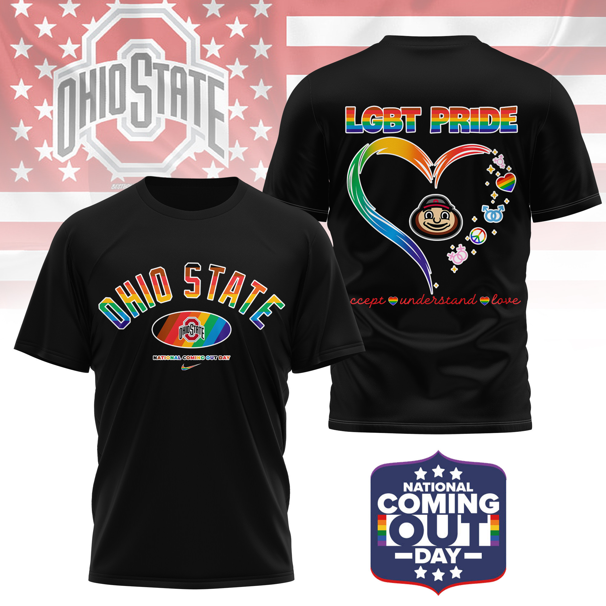 Ohio State Buckeyes | Premium NCAA National Coming Out Day 3D Shirt TTH210592