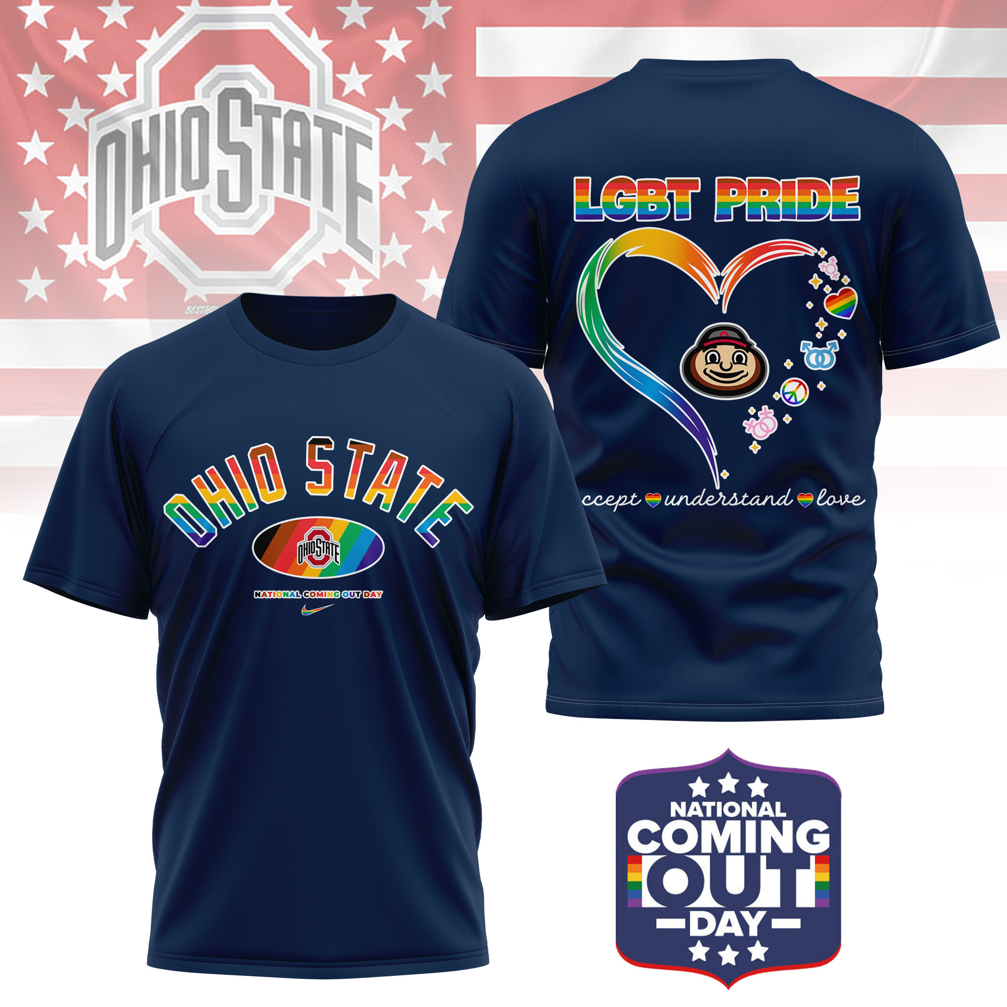 Ohio State Buckeyes | Premium NCAA National Coming Out Day 3D Shirt TTH210592 - Image 3