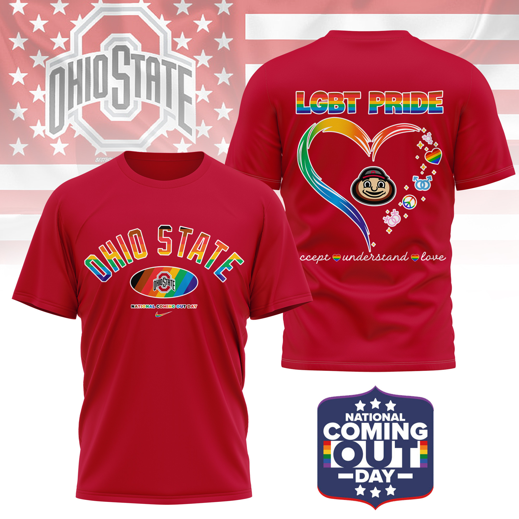 Ohio State Buckeyes | Premium NCAA National Coming Out Day 3D Shirt TTH210592 - Image 4