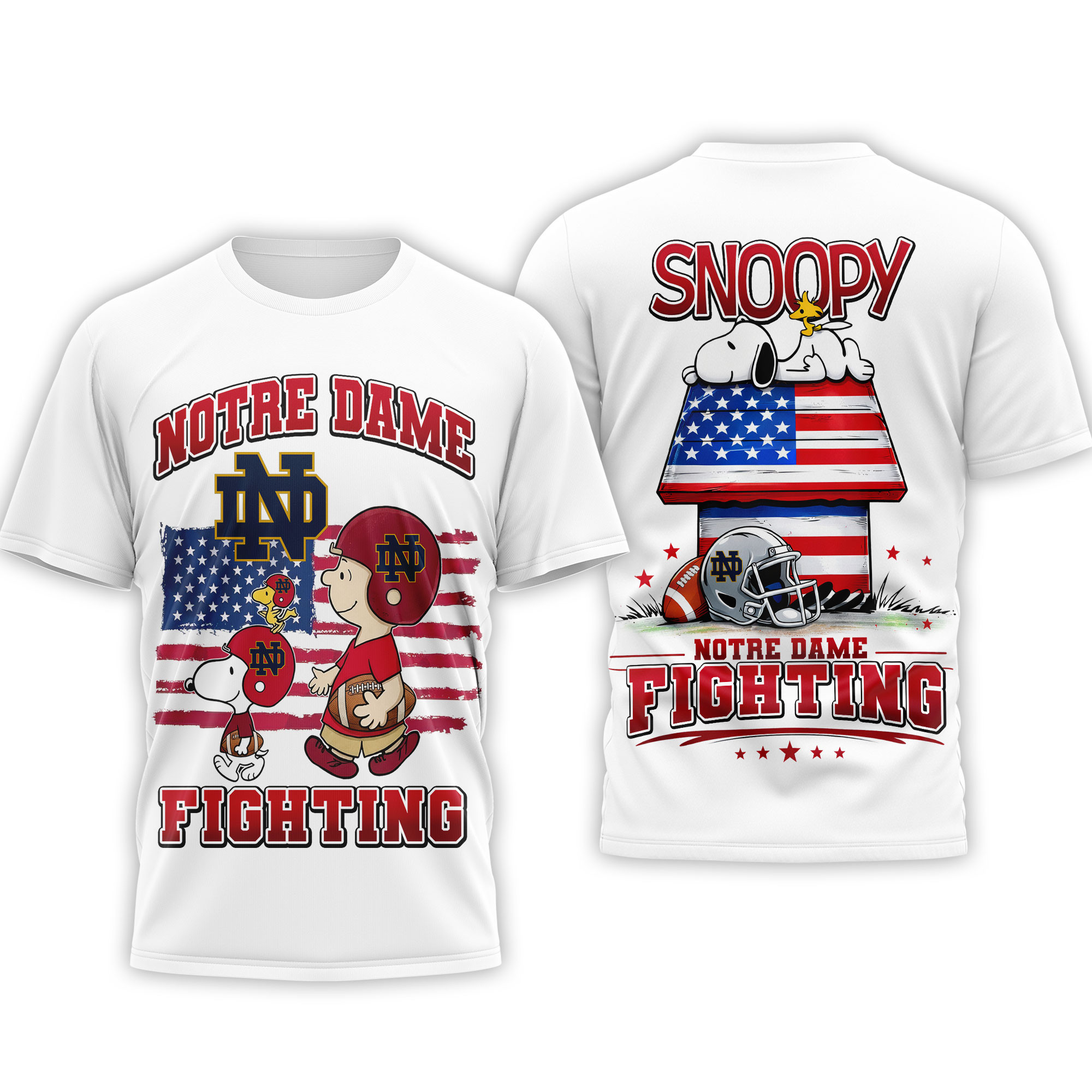 Notre Dame Fighting Irish | Premium NCAA America 250 with Snoopy 3D Shirt TTH2105126 - Image 3