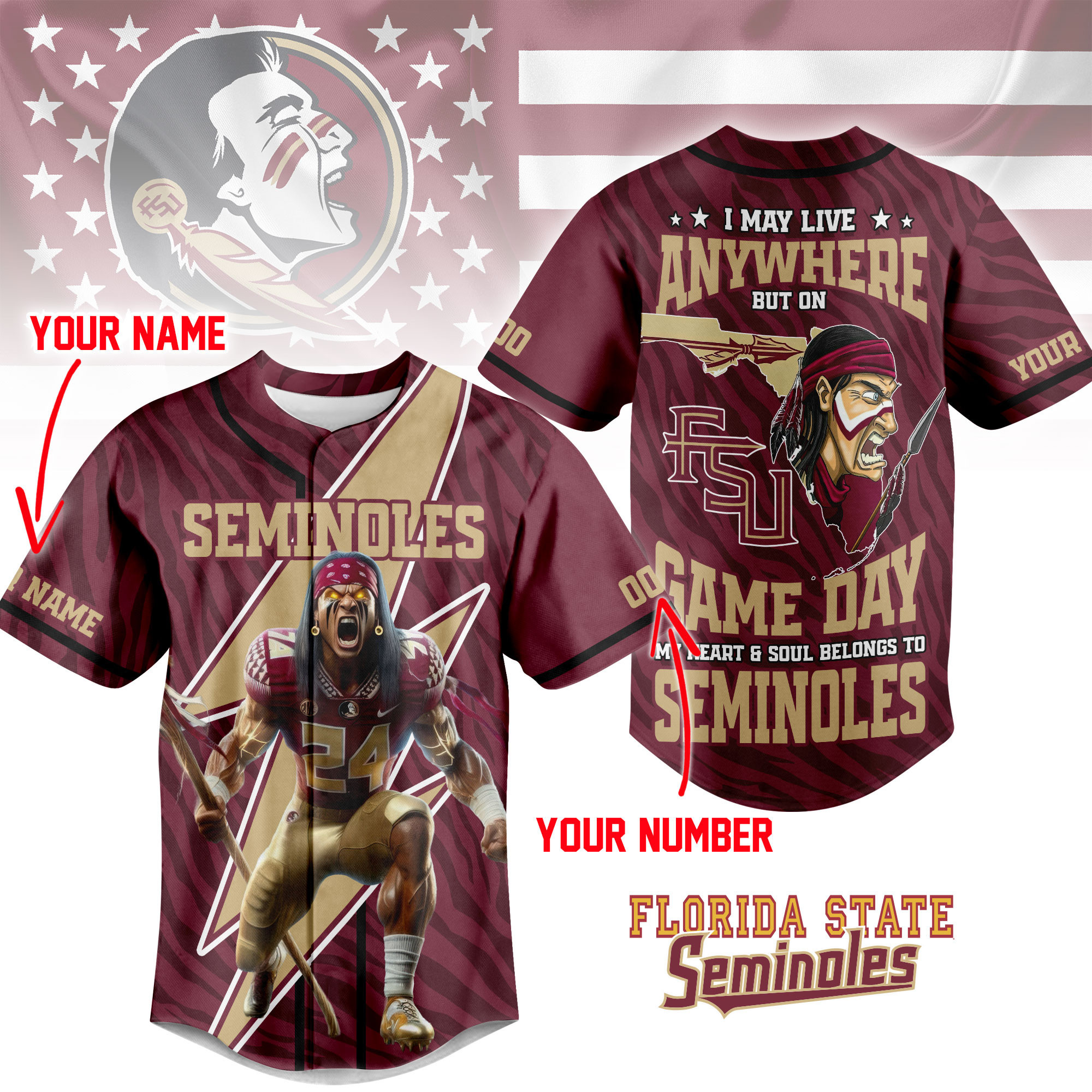 Florida State Seminoles | Premium Game Day Jersey Shirt TTH2105176 - Image 2