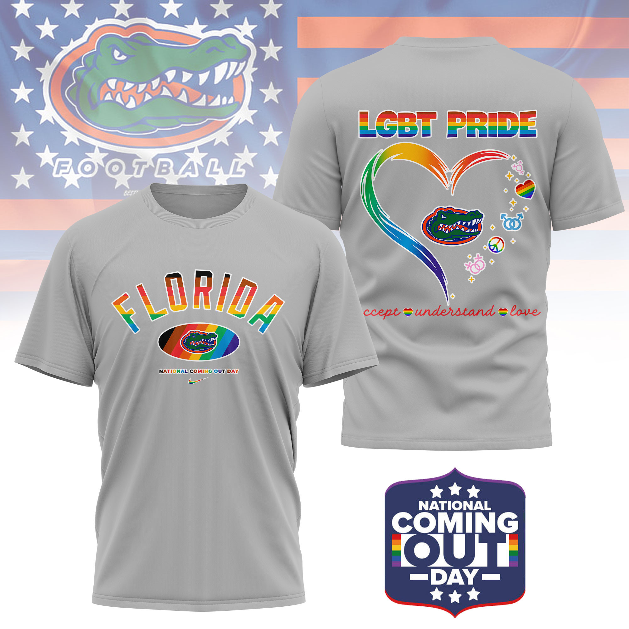 Florida Gators | Premium NCAA National Coming Out Day 3D Shirt TTH210592 - Image 2