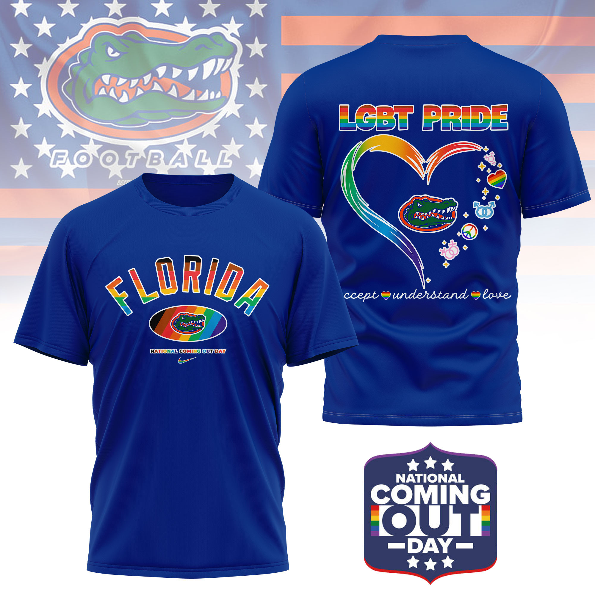 Florida Gators | Premium NCAA National Coming Out Day 3D Shirt TTH210592 - Image 4