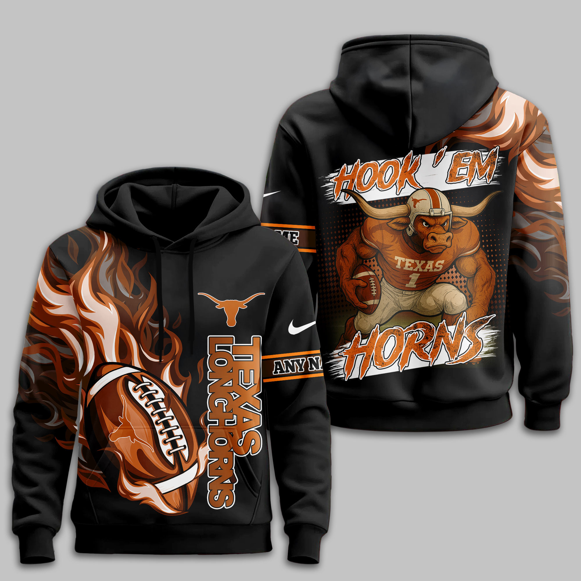Texas Longhorns | Premium NCAA Victory Flame Personalized Hoodie TTH2105116