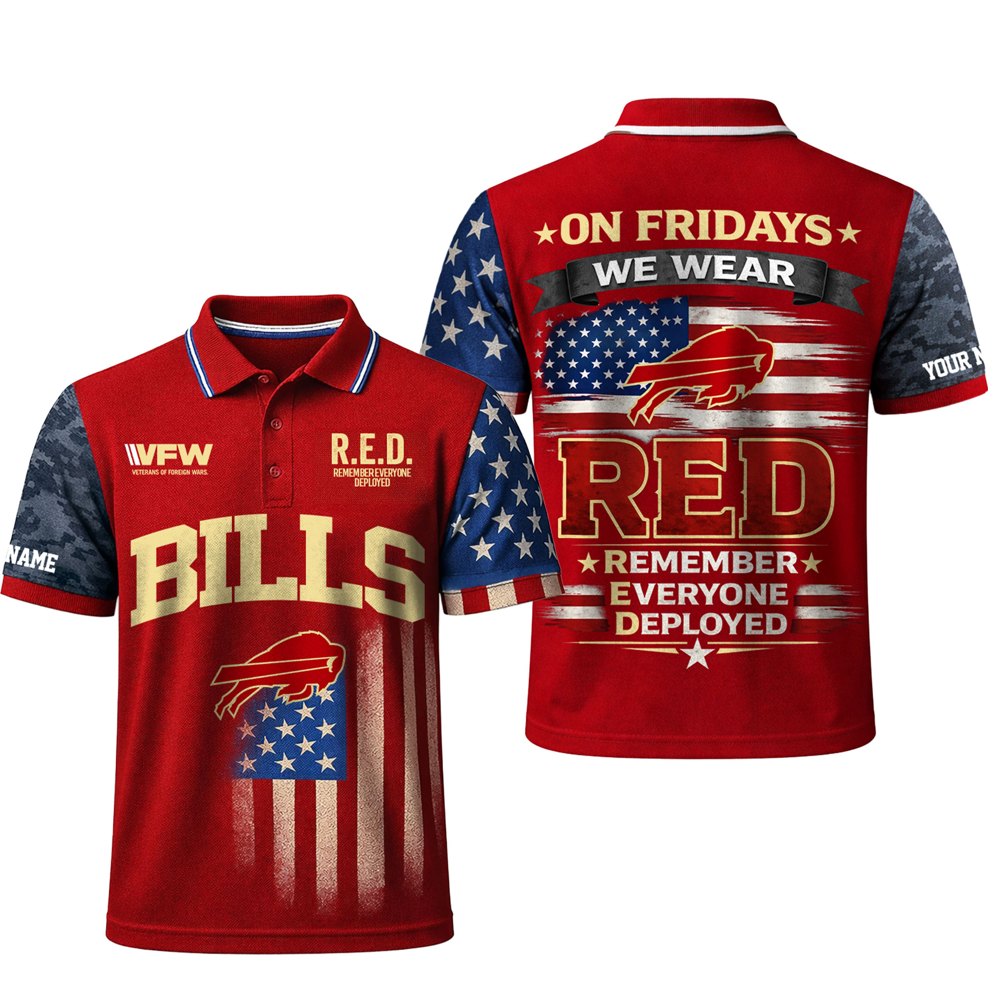 Buffalo Bills | Premium NFL Red Friday Polo Shirt TTH2105146